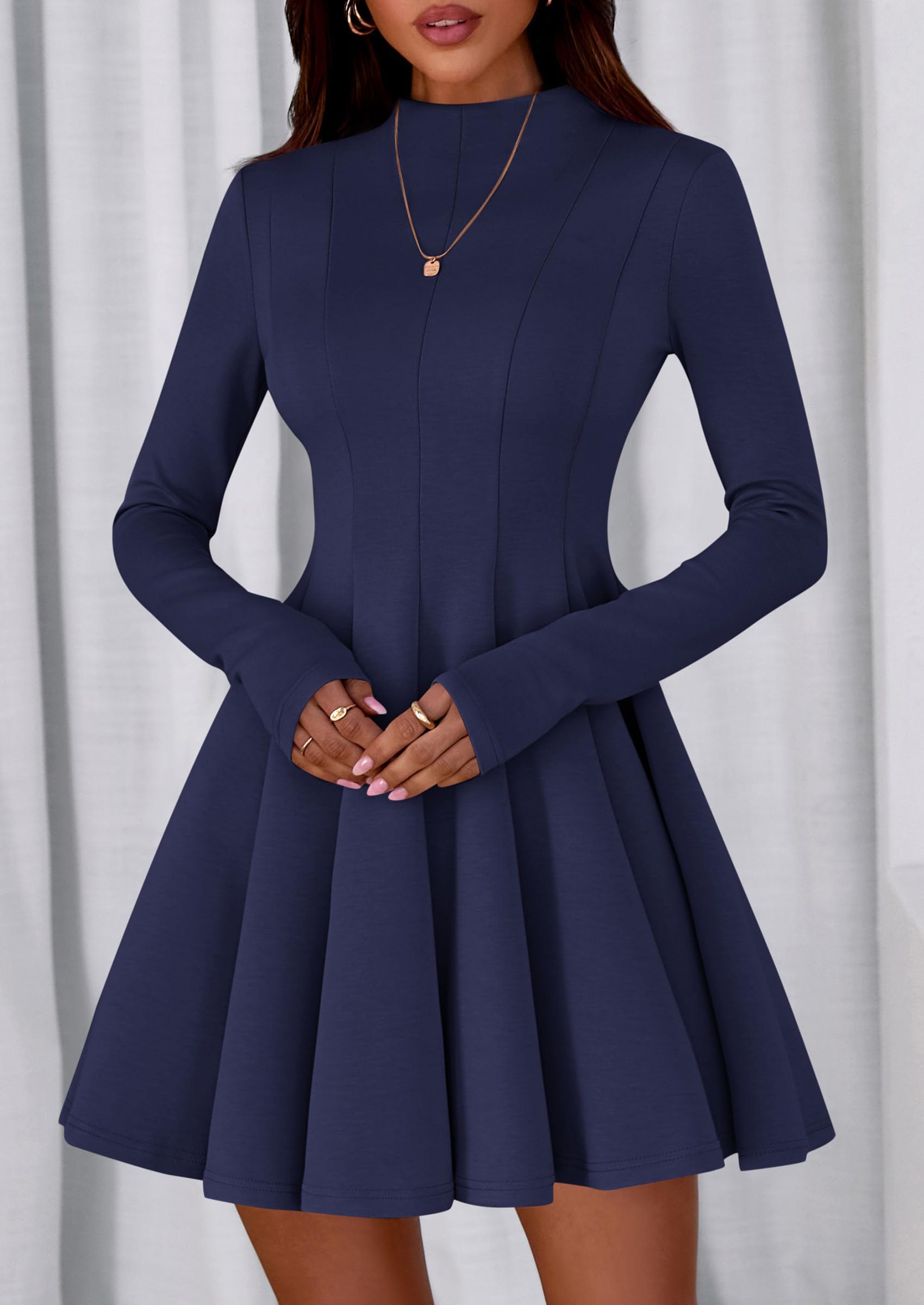 Fall Dresses for Women Long Sleeve Flowy Mini Homecoming Dress
