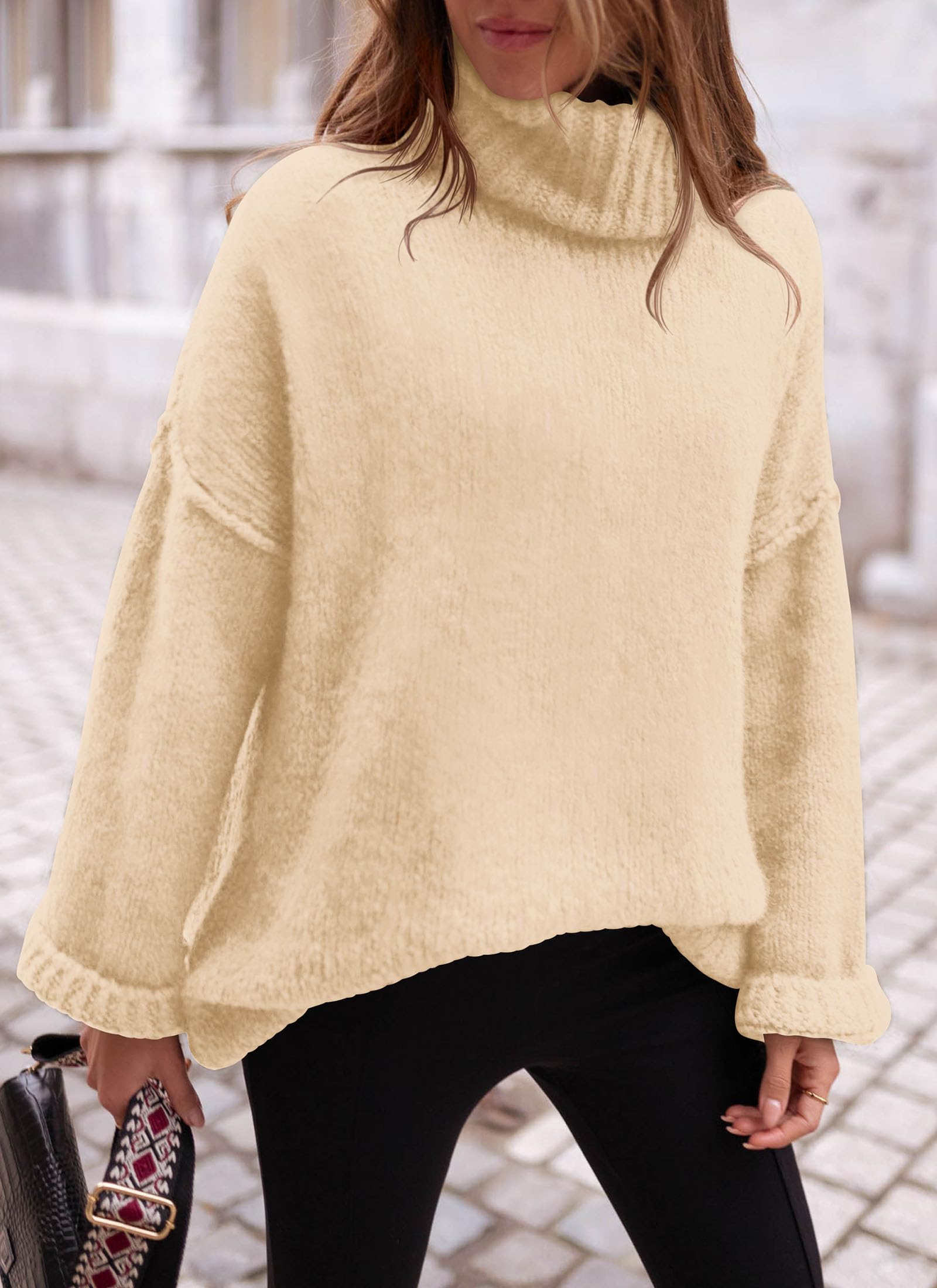 Women's Cozy Chunky Knit Oversized Fall Turtleneck Sweaters