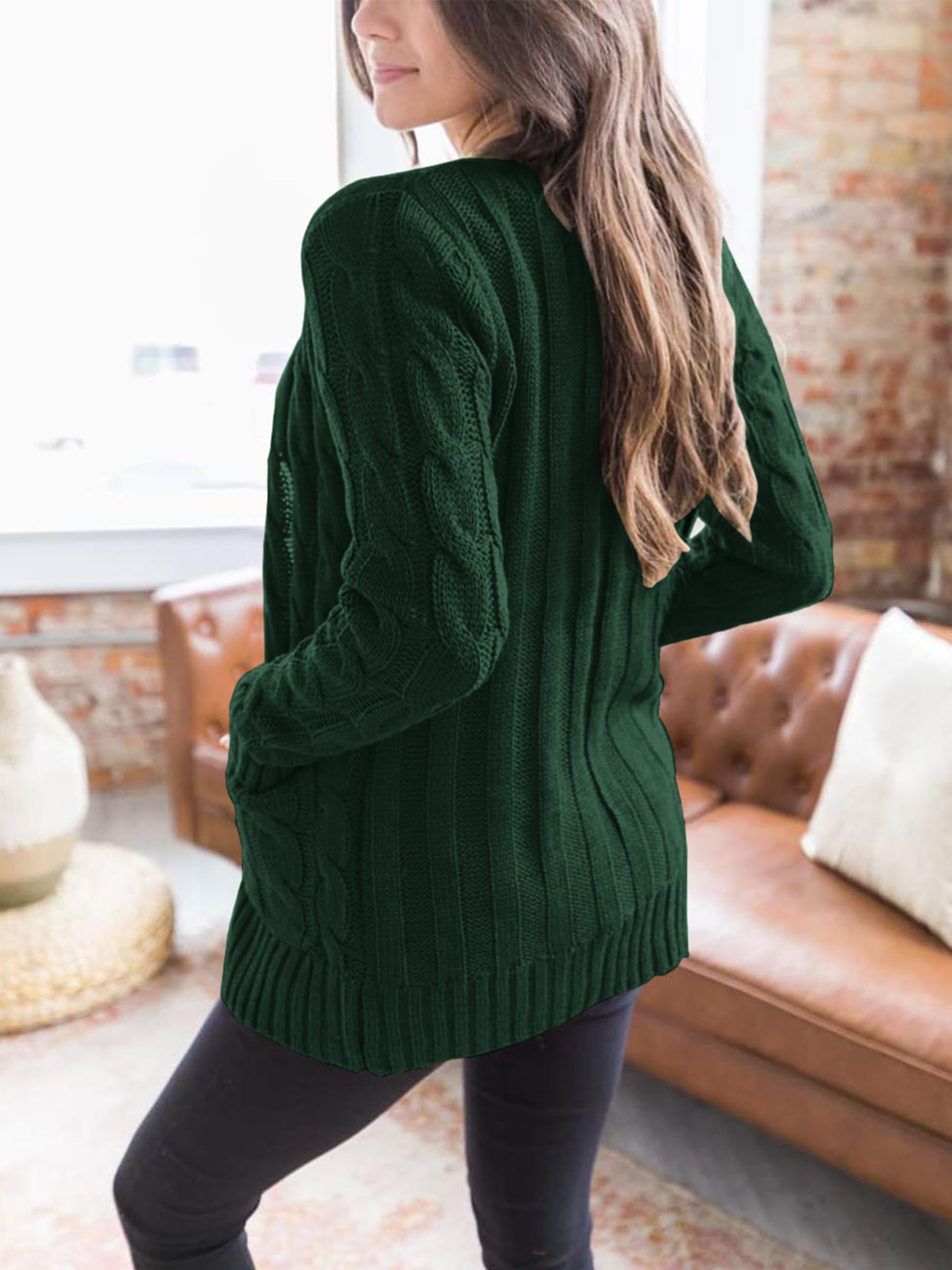 Women Chunky Cable Knit Cardigan Sweaters Fall Fashion Clothes