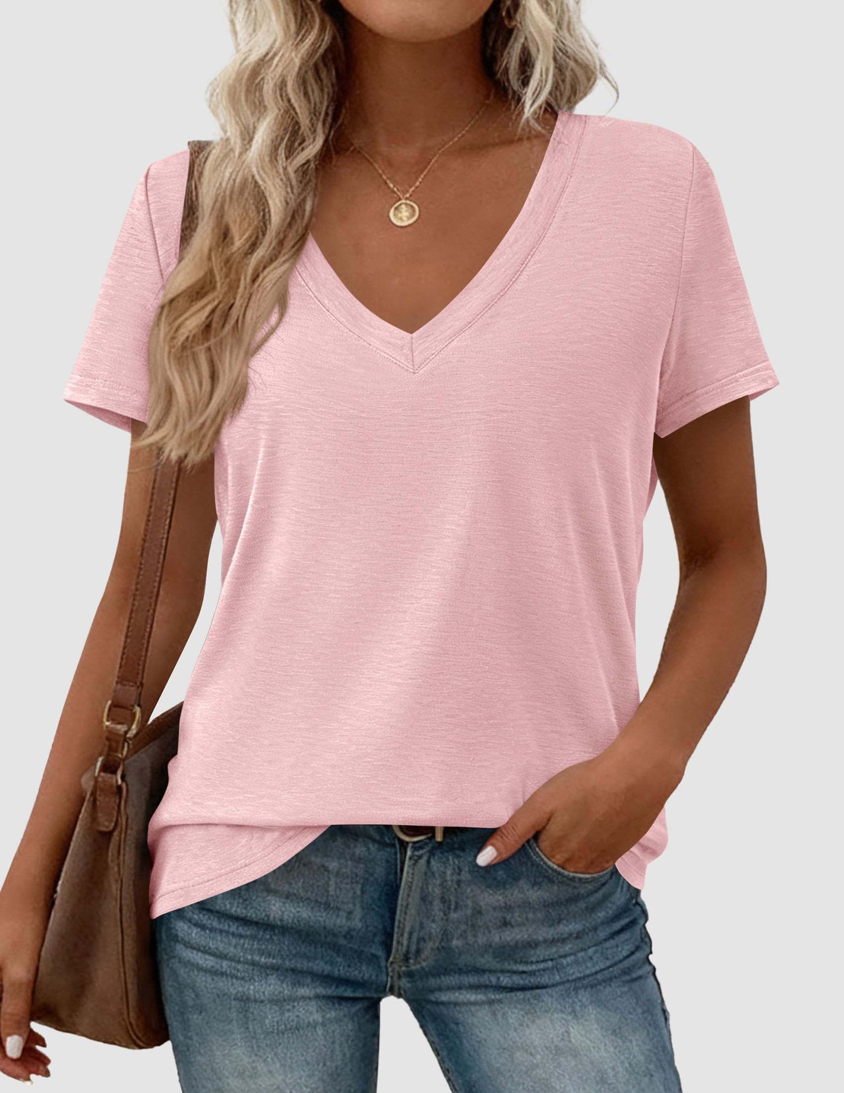 Womens Tops Short Sleeve Oversized Tshirts, Pink,S