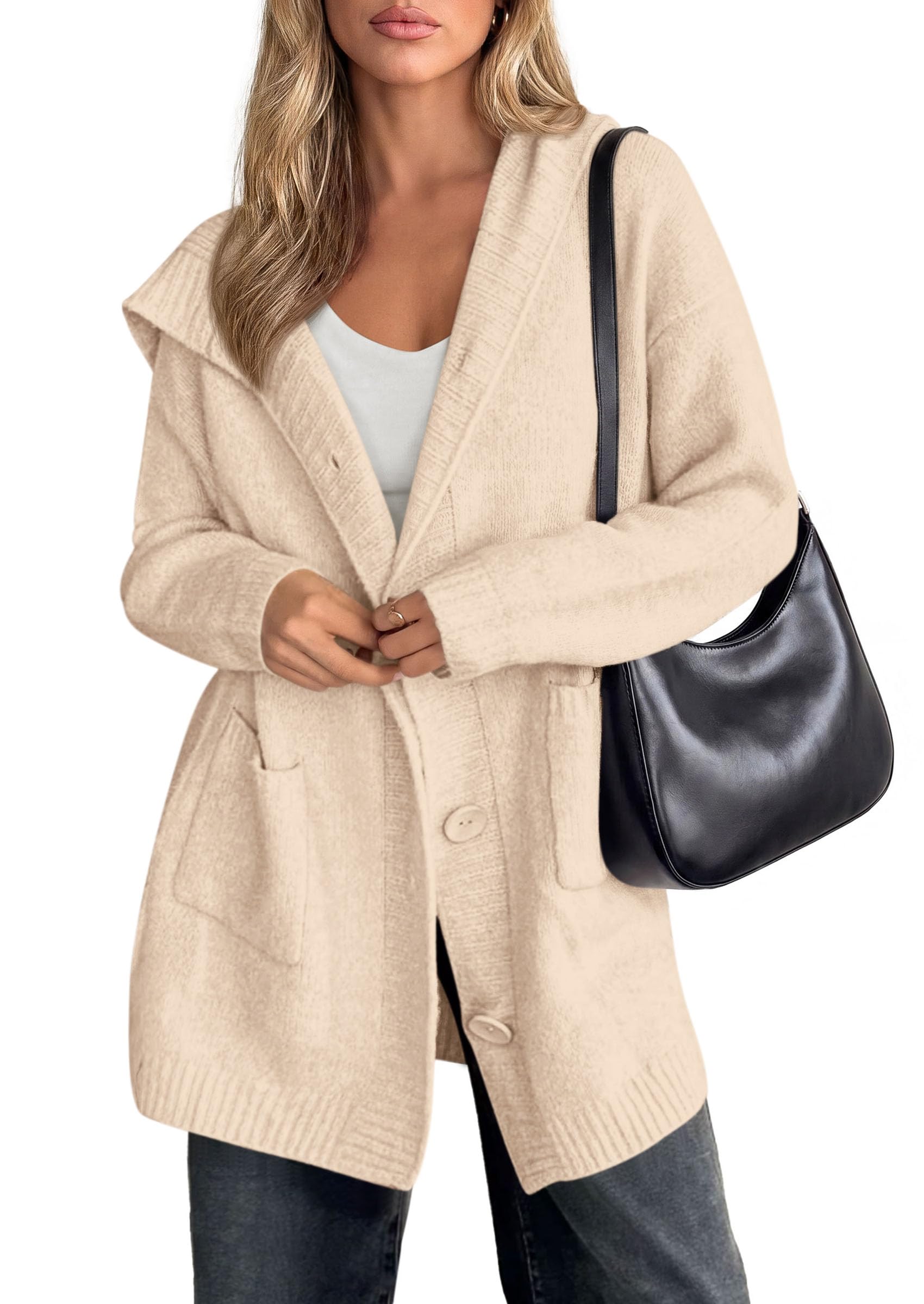 Women's Long Cardigans Fall Hooded Button up Oversized Sweater