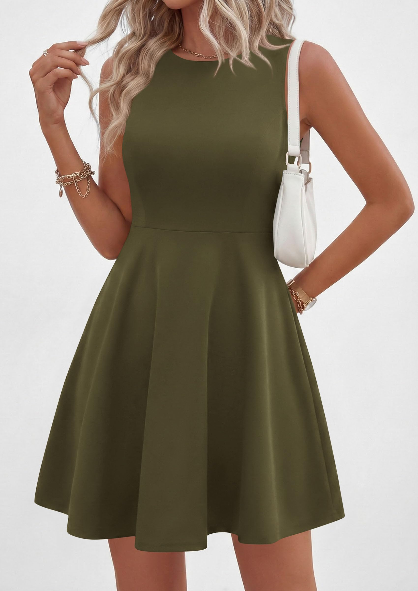 A Line Cocktail Dresses for Women Elegant, Army Green,S