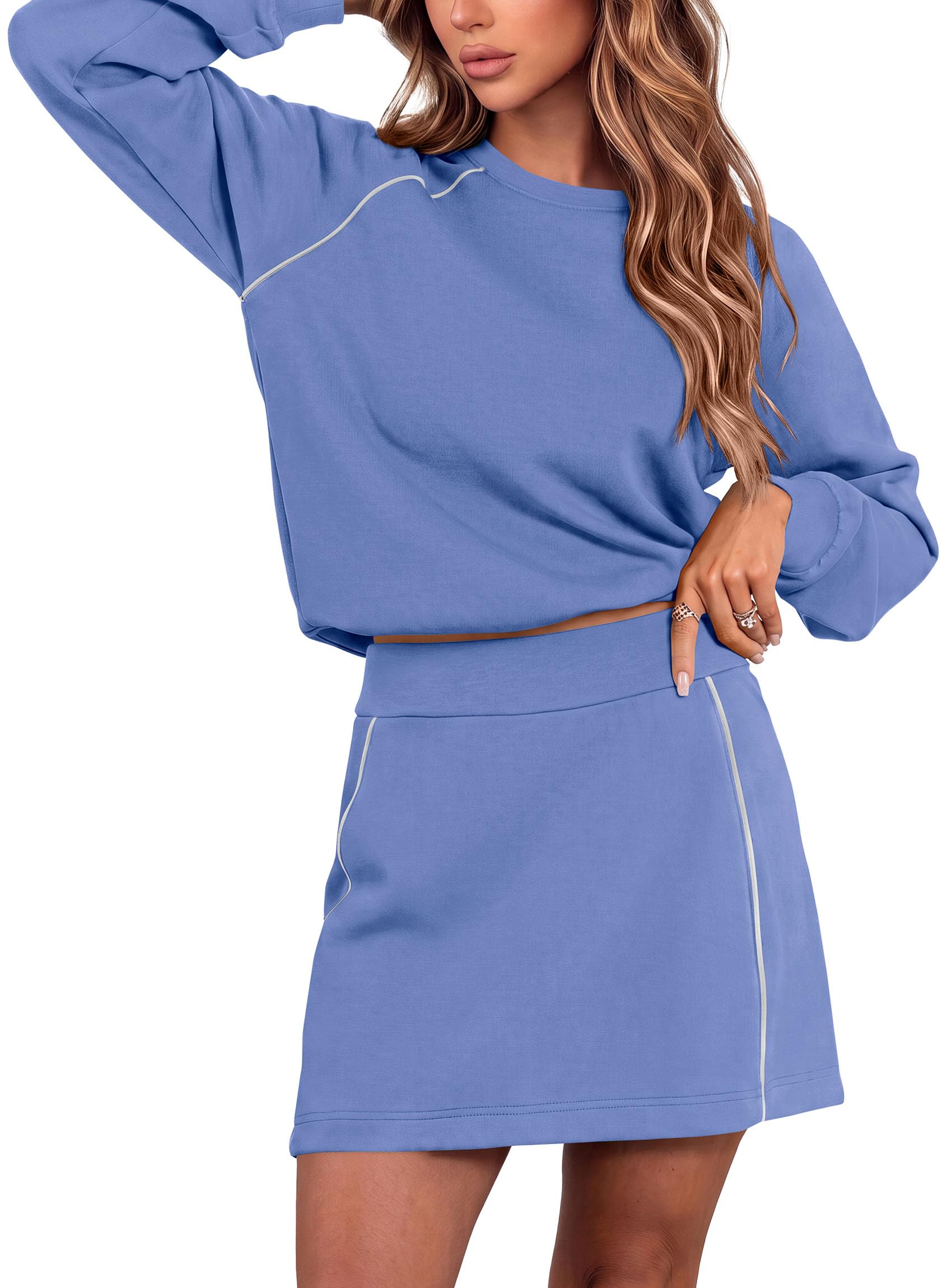 Women's Two Piece Airport Outfits Matching Skirt Sets