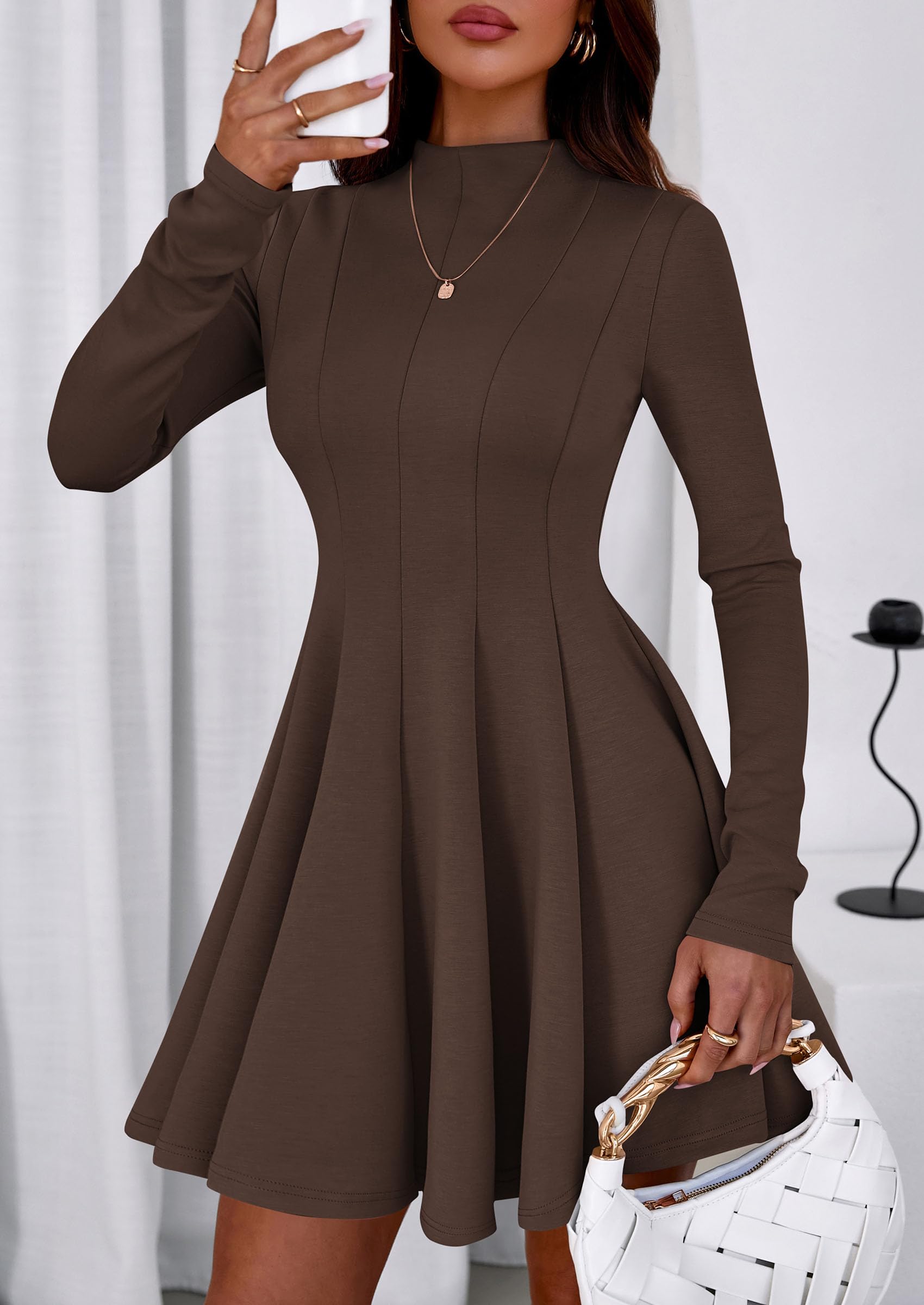 Fall Dresses for Women Long Sleeve Flowy Mini Homecoming Dress