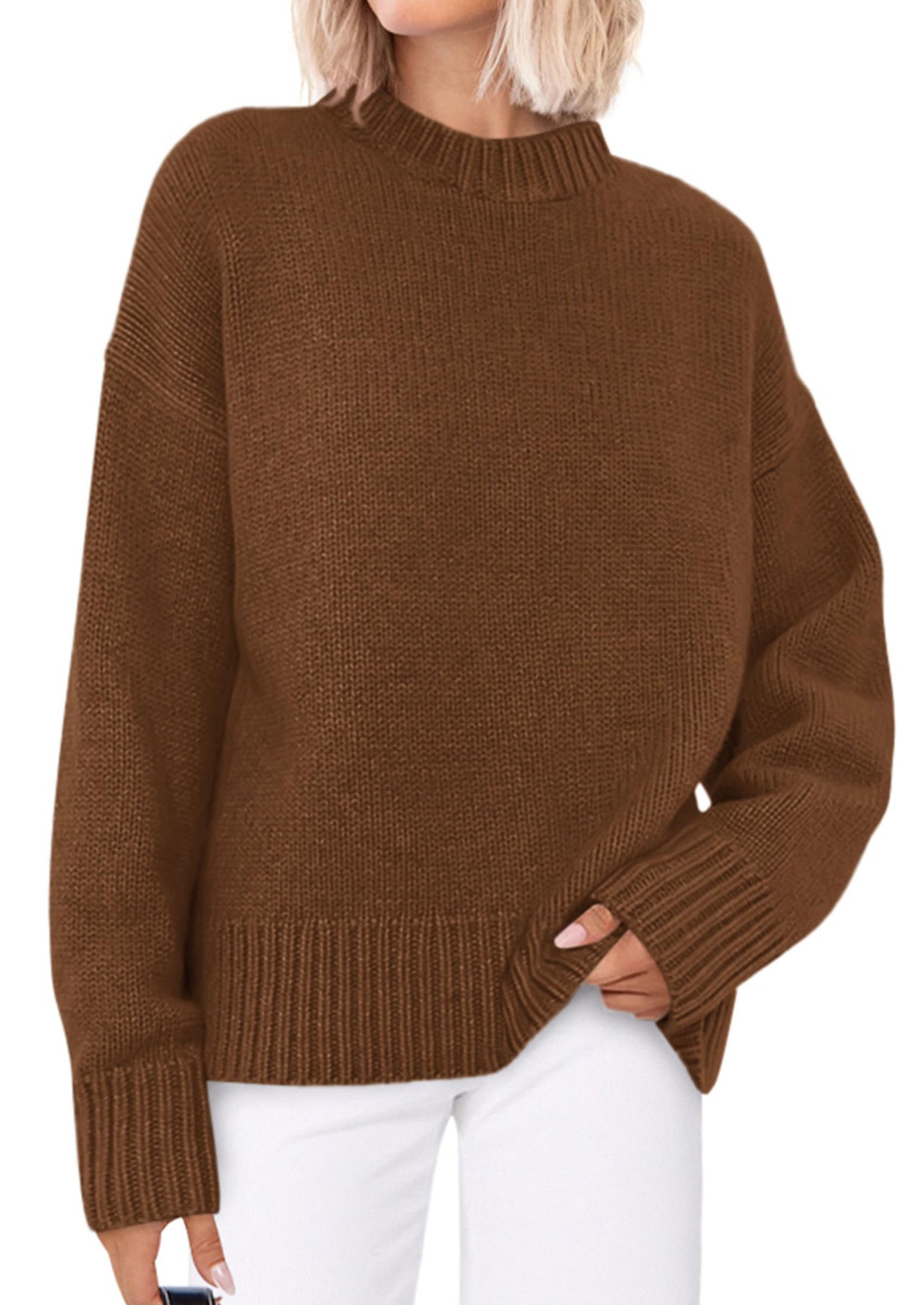 Casual Rollneck Sweater Womens Fall Fashion 2026 Caramel,S