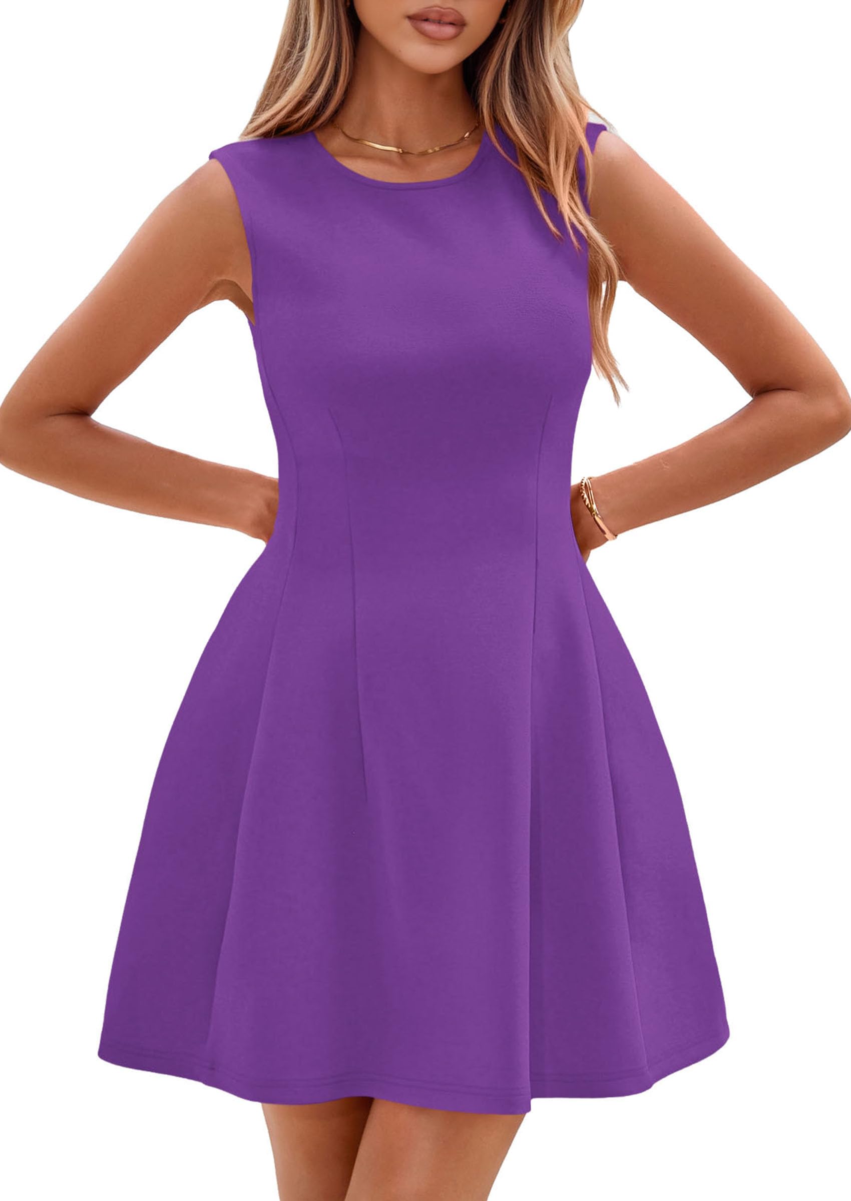 Women's A Line Elegant Summer Cocktail Dresses, Purple,XS