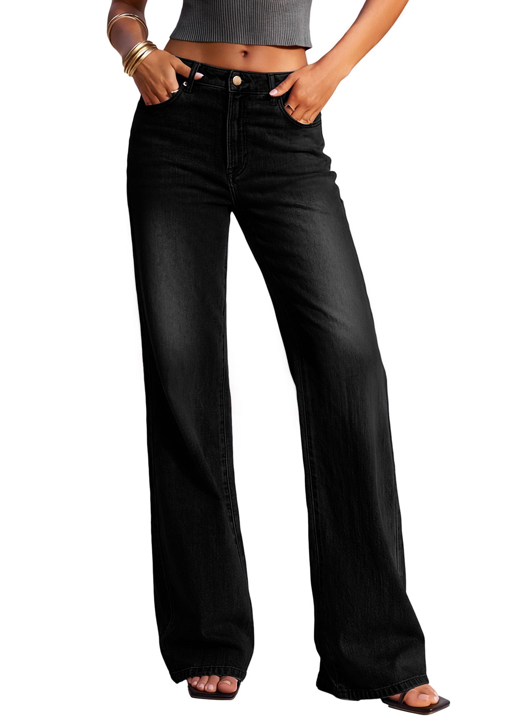 Women's Jeans Stretchy High Waisted Denim Pants,Black,4
