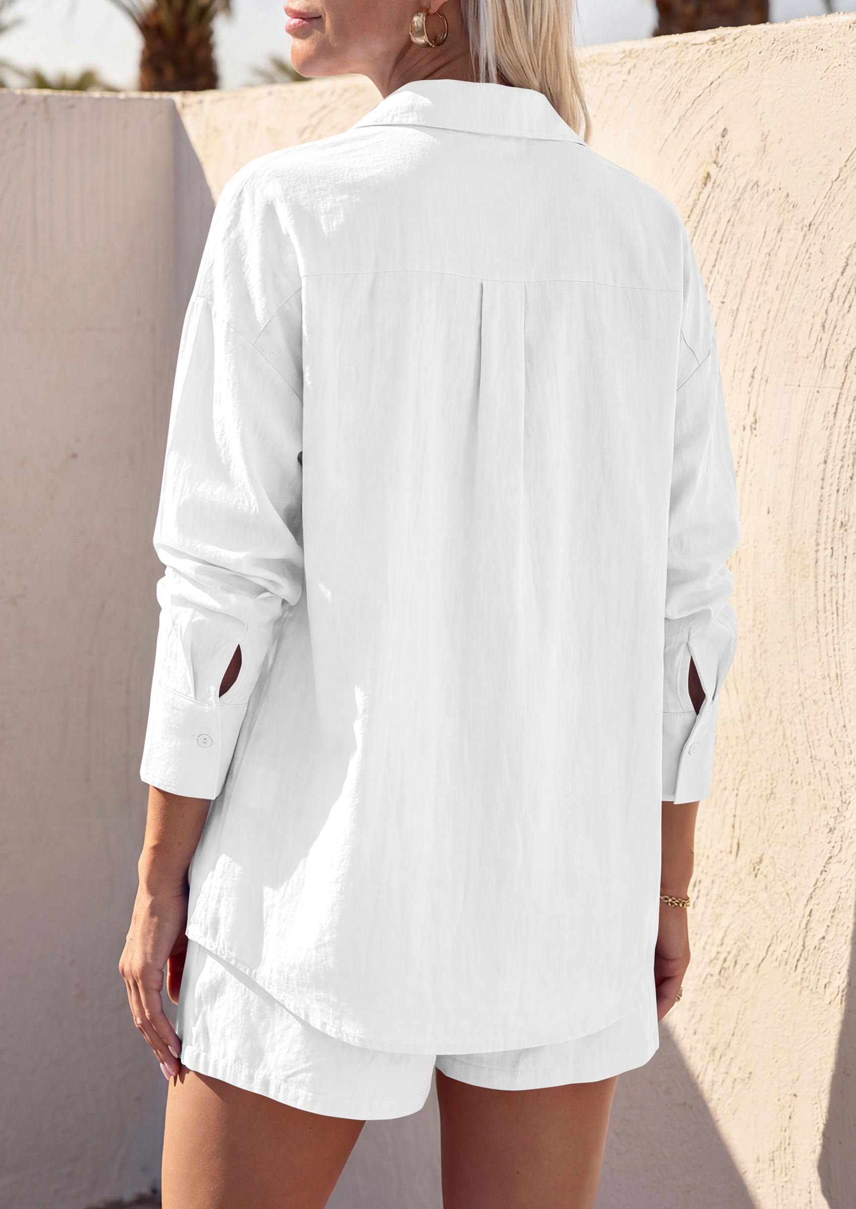 Women's Summer 2 Piece Outfits Lounge Sets (White,S)