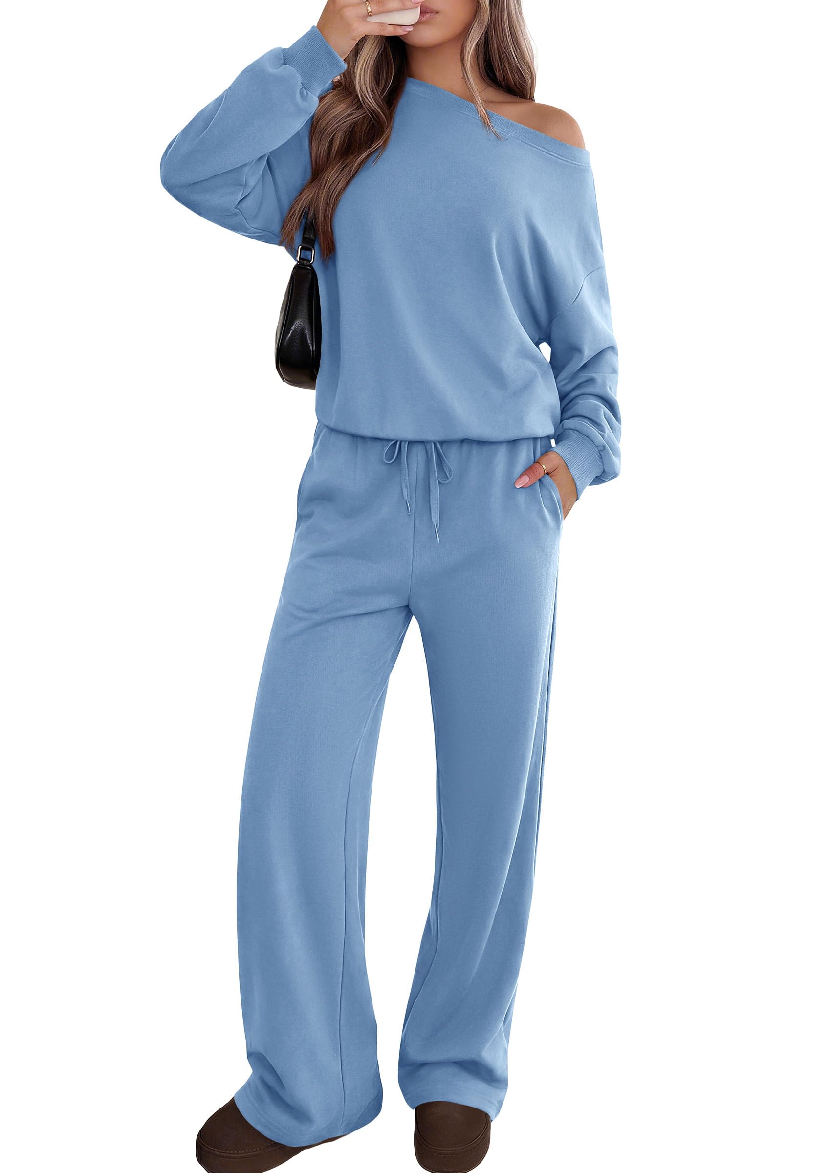2 Piece Sets for Women Off the Shoulder Matching Lounge Set