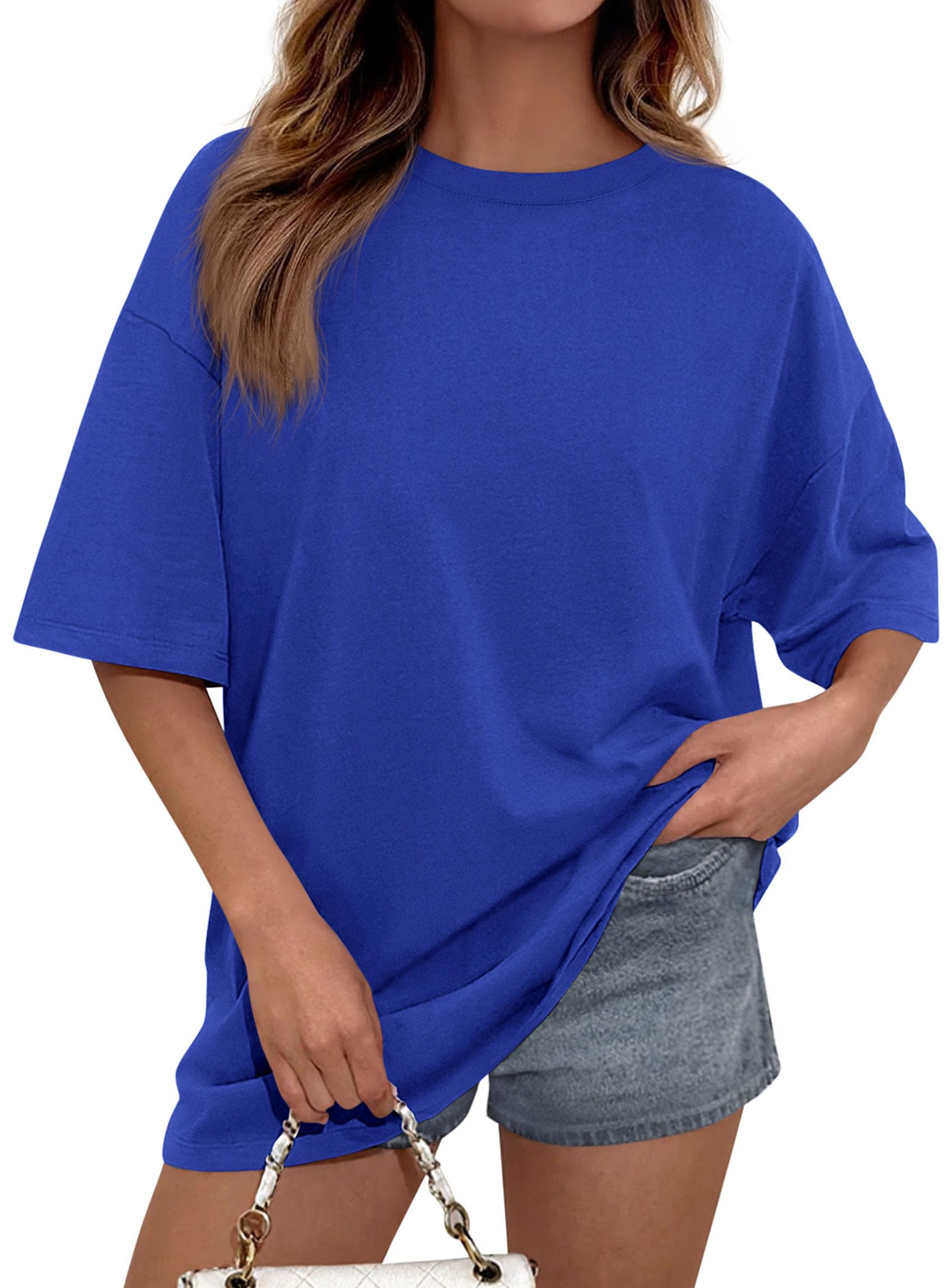 Women's Oversized Tshirts Going Out Tops (Royal Blue,S)