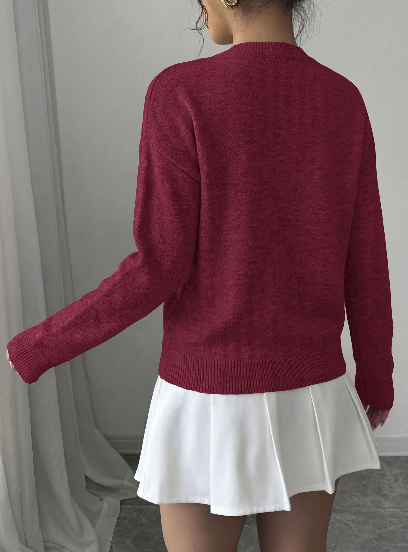 Sweaters for Women Fall Fashion Embroidered Floral Knit Tops