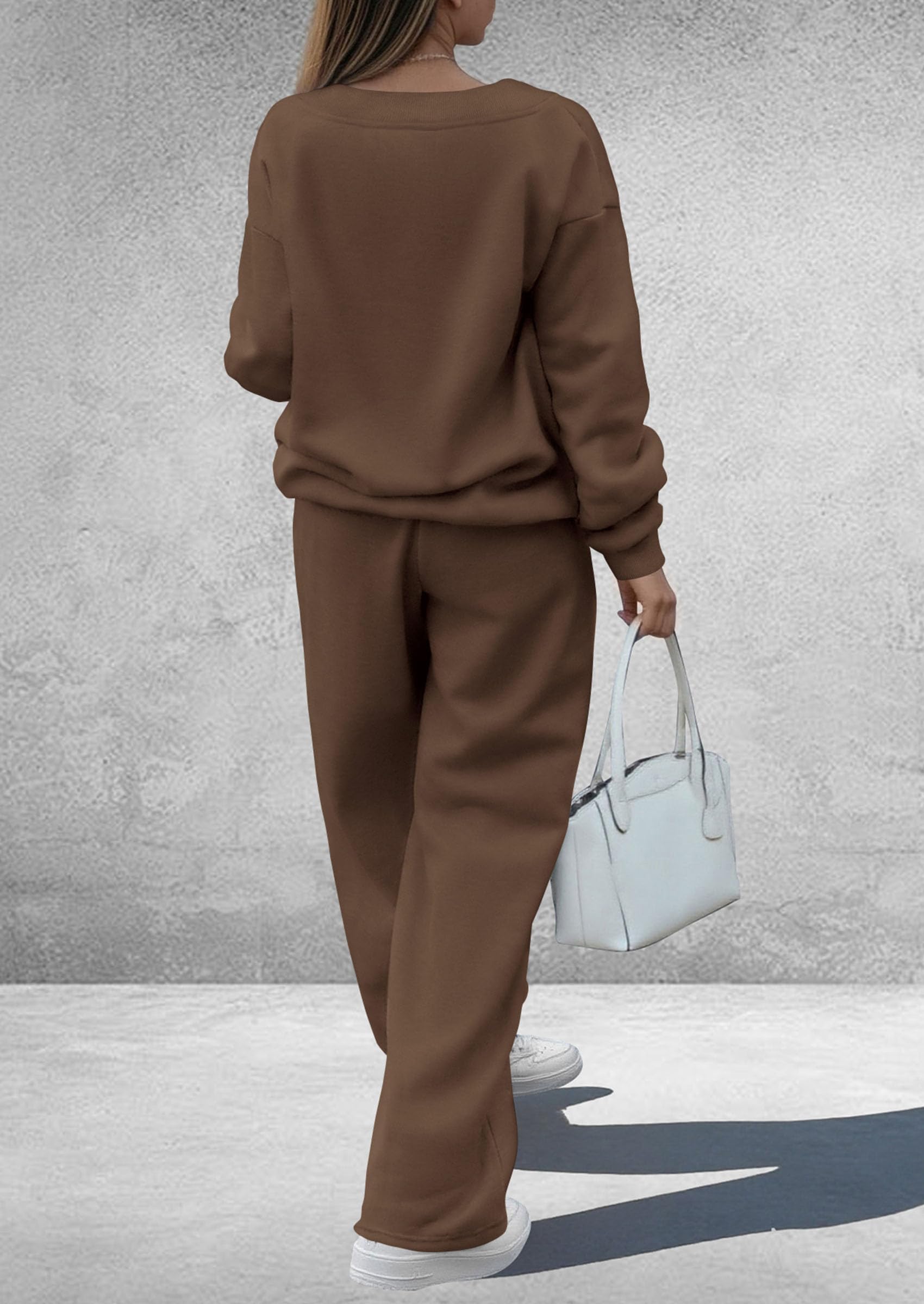 Womens 2 Piece Outfits Fall Sweatsuits,Coffee,S