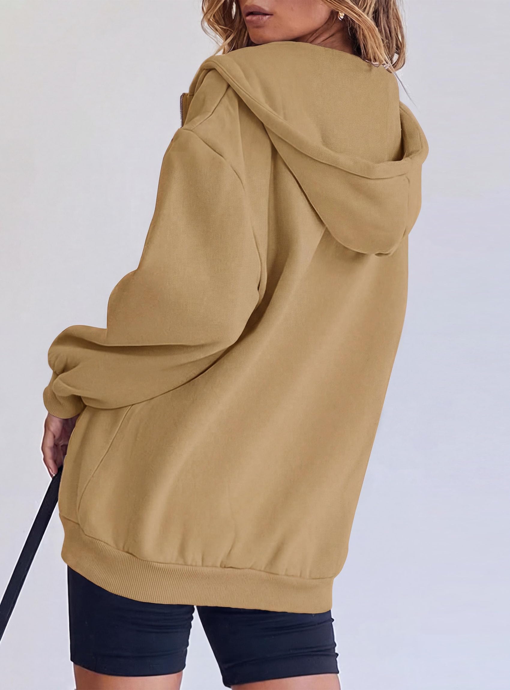 Women's Fall Zip Up Hoodies Sweatshirts Khaki