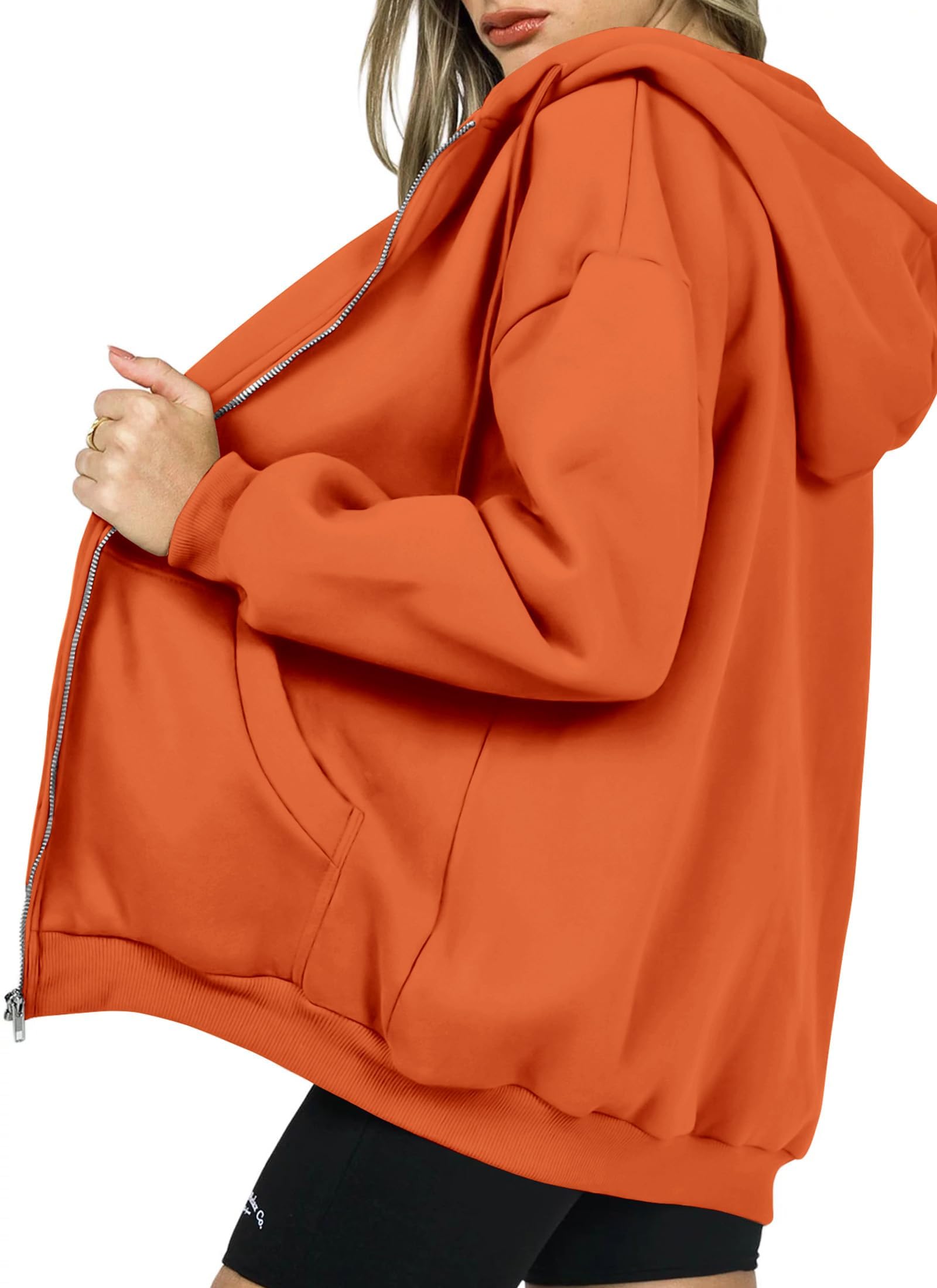 Women's Fall Zip Up Hoodies Sweatshirts Orange