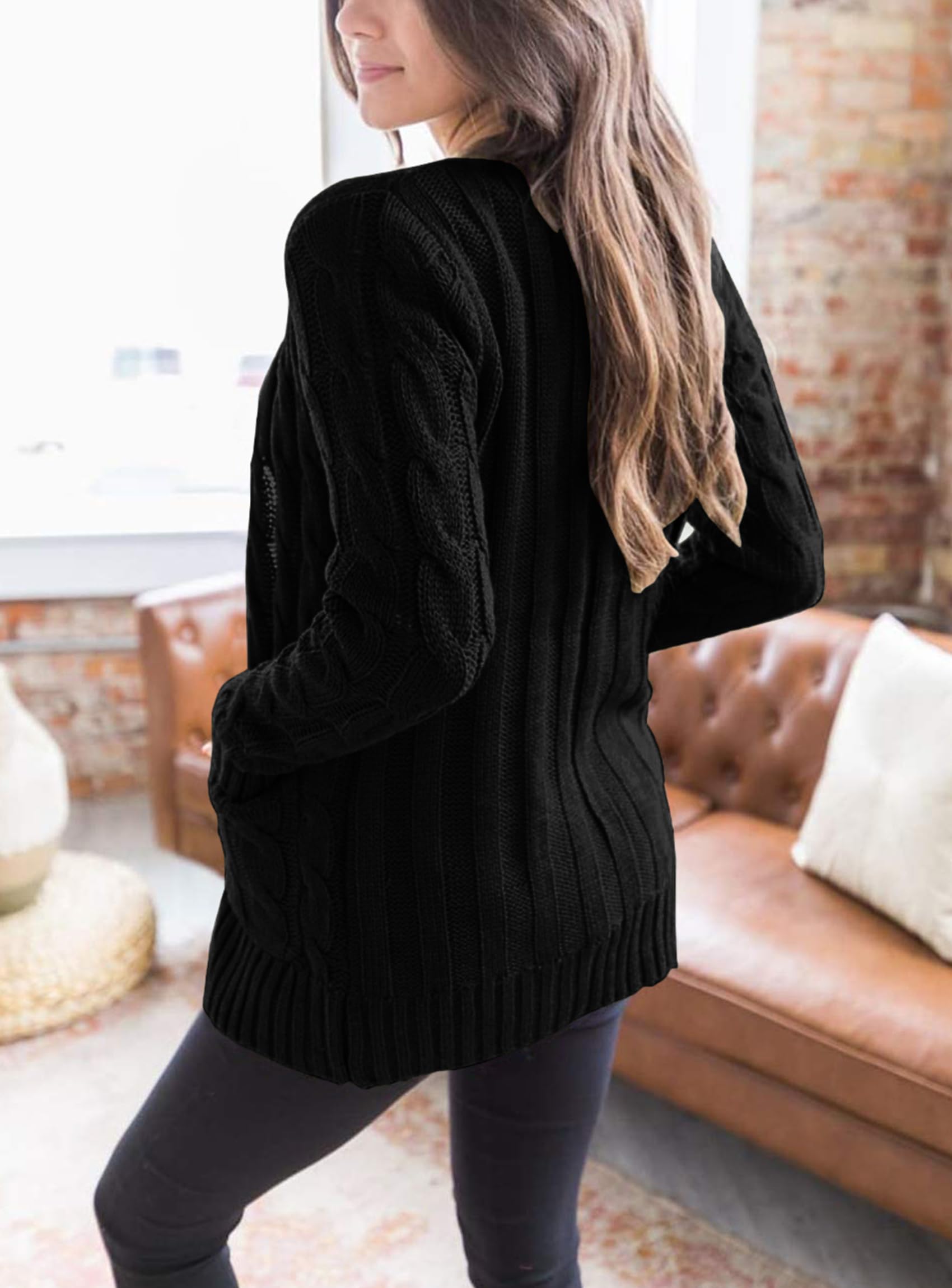 Women Chunky Cable Knit Cardigan Sweaters Fall Fashion Clothes