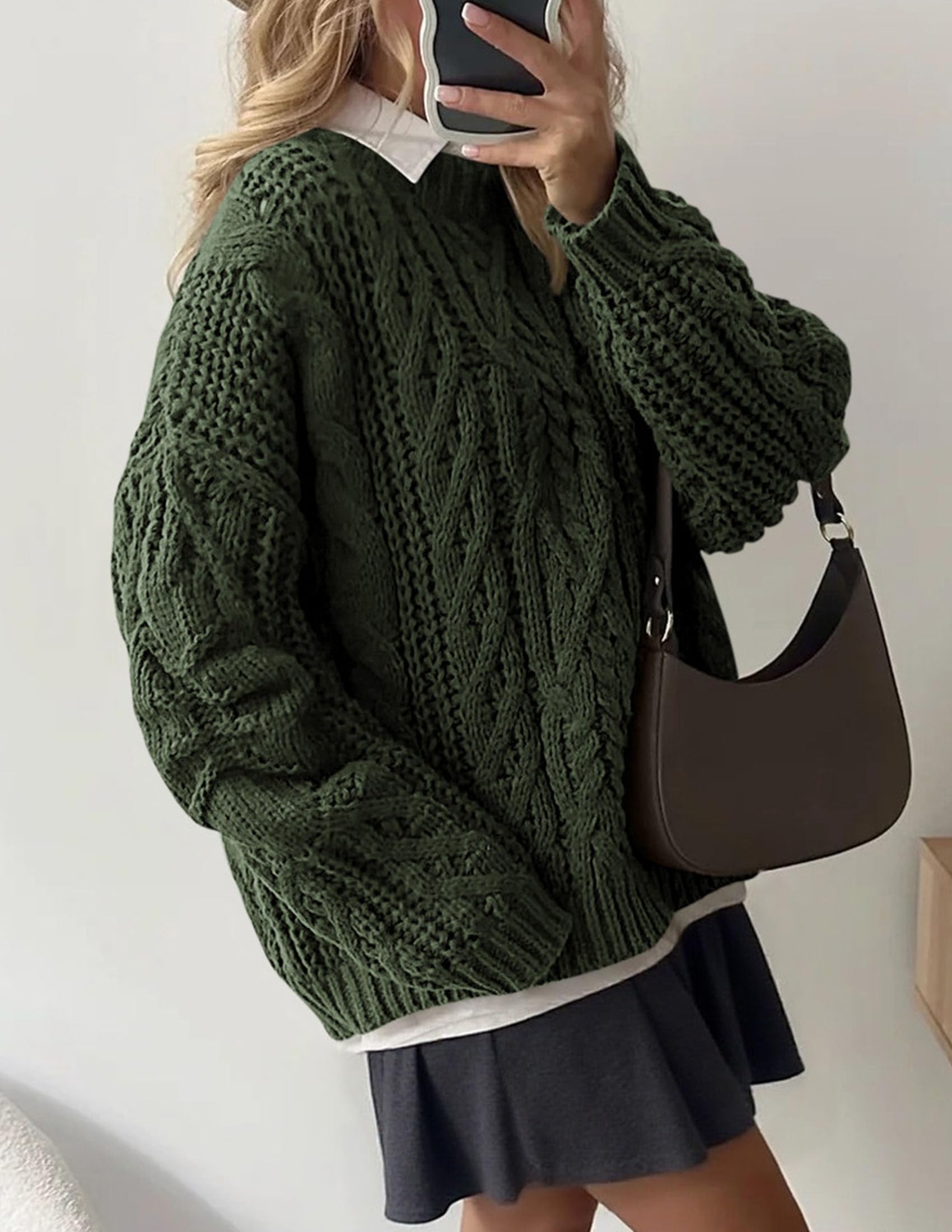 Womens Oversized Fall Sweaters Chunky Cable Knit Pullover Tops