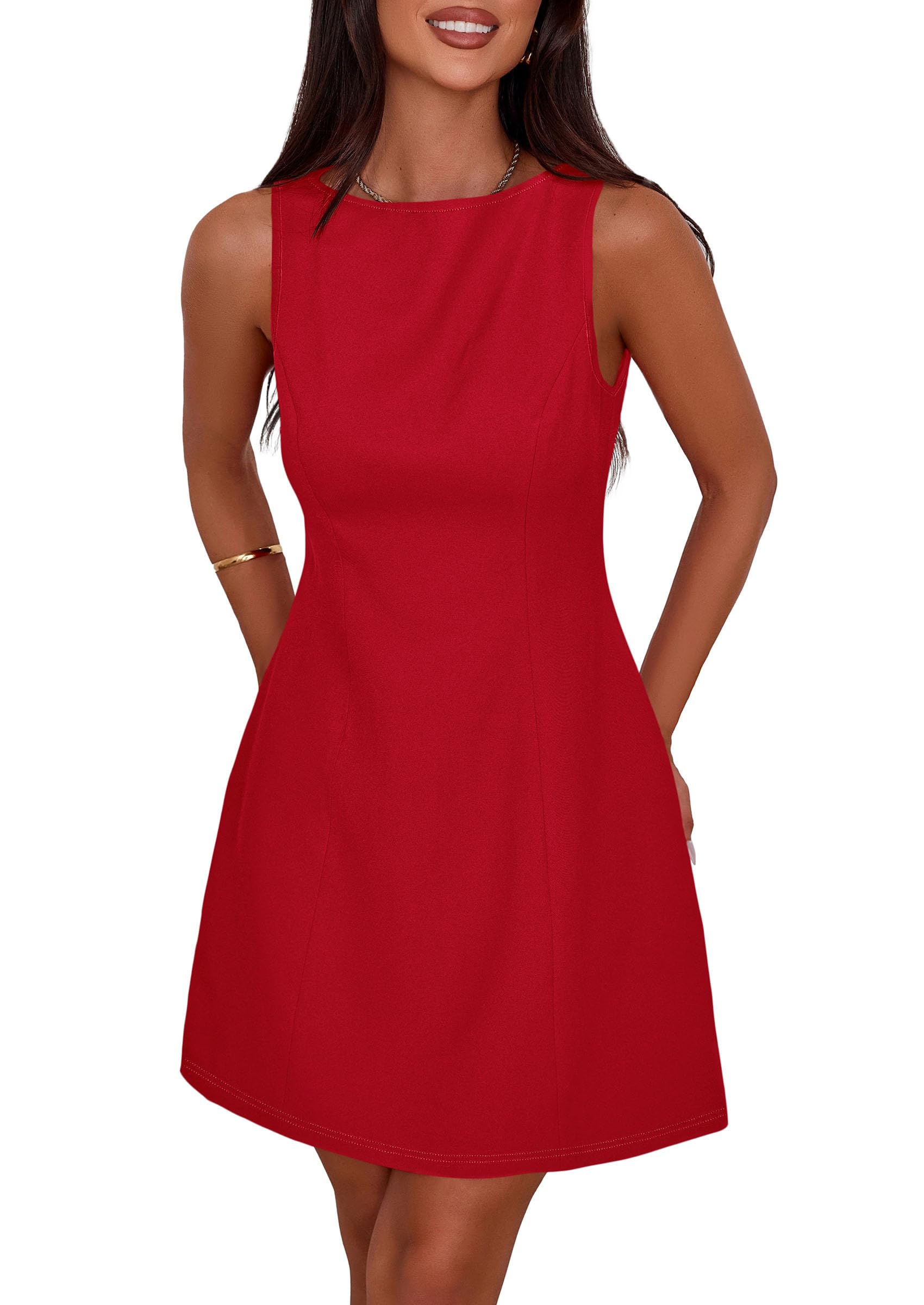 Women's Formal Short Dresses A Line Mini Dress,Red,XS