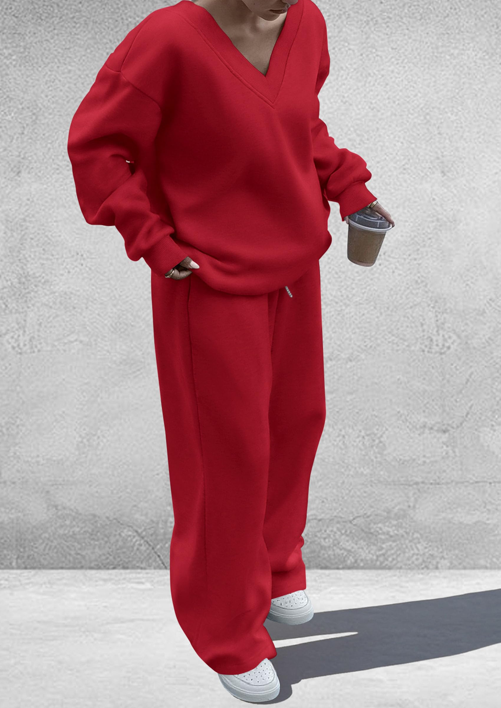Womens 2 Piece Outfits Fall Sweatsuits,Red,S