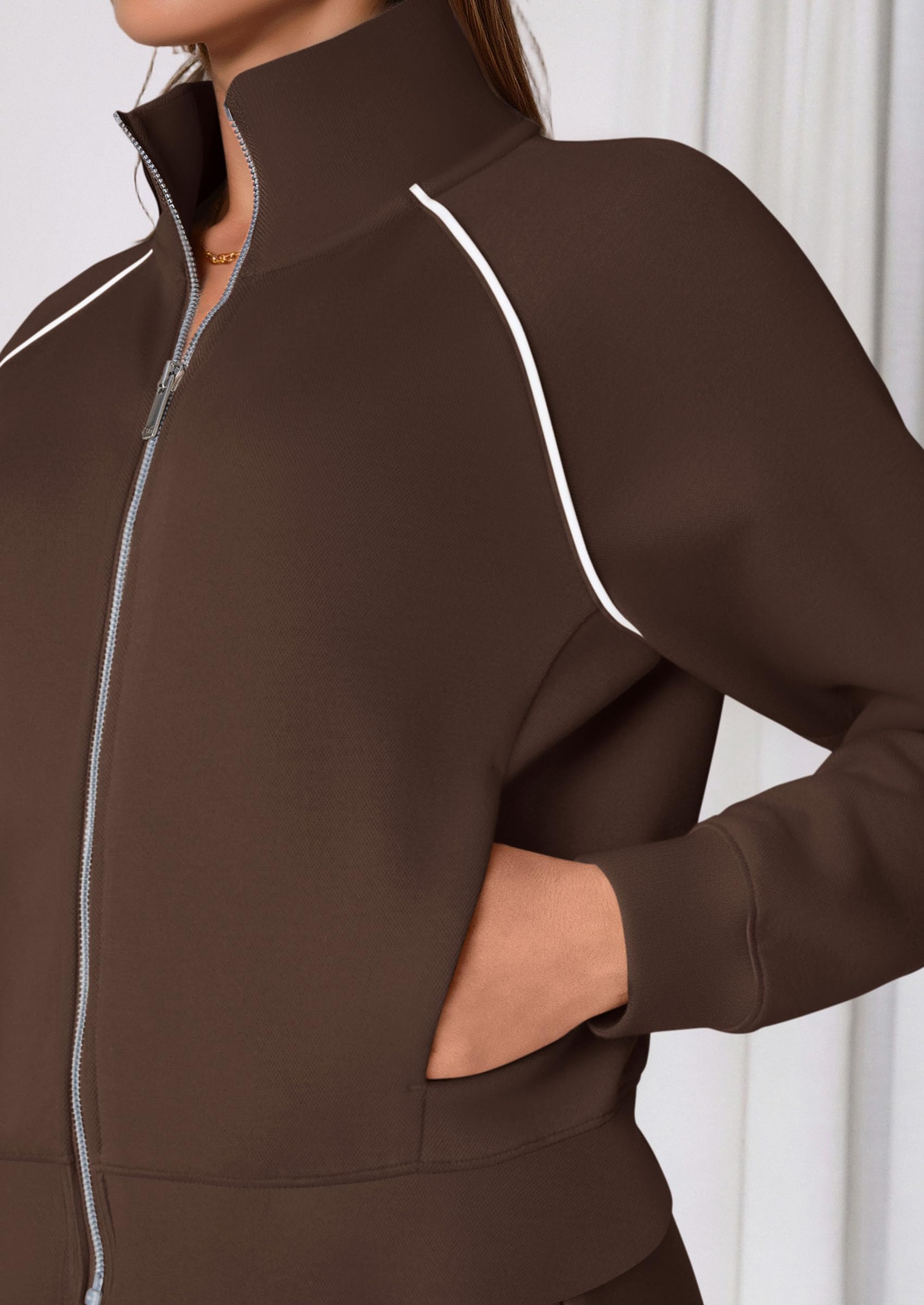 Women's 2 Piece Outfits Sweatsuits Lounge Sets,Brown,S