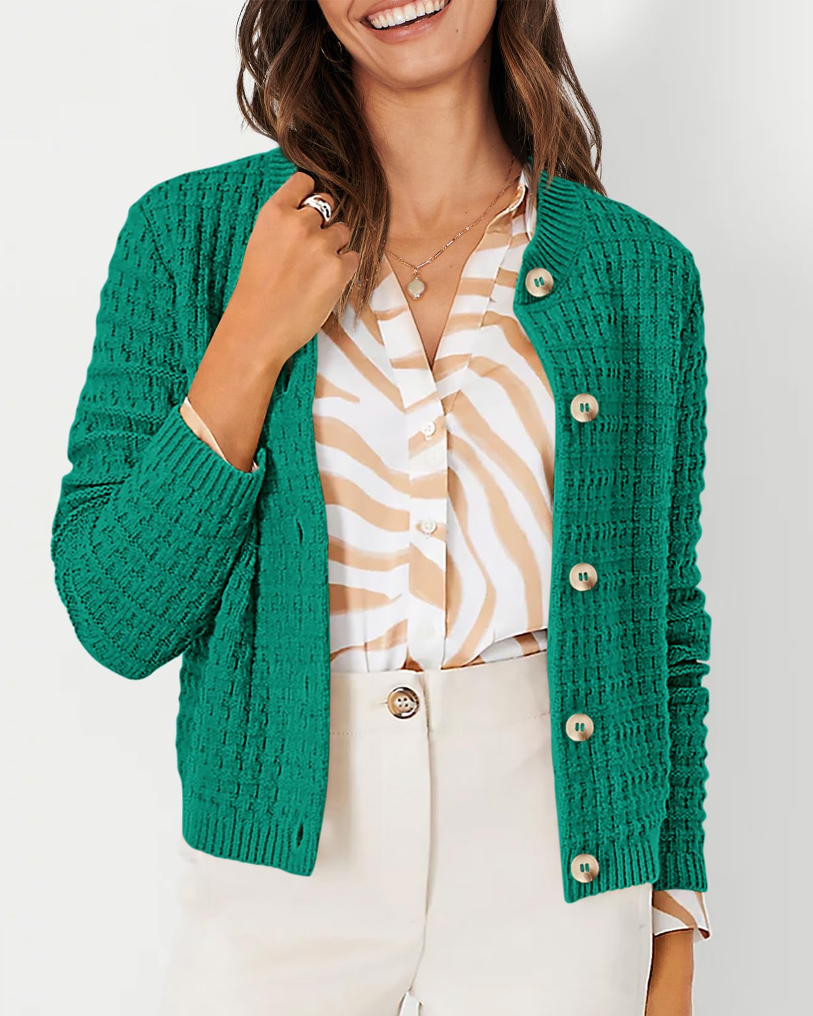 Women's Fall Lightweight Cardigan Sweaters Green