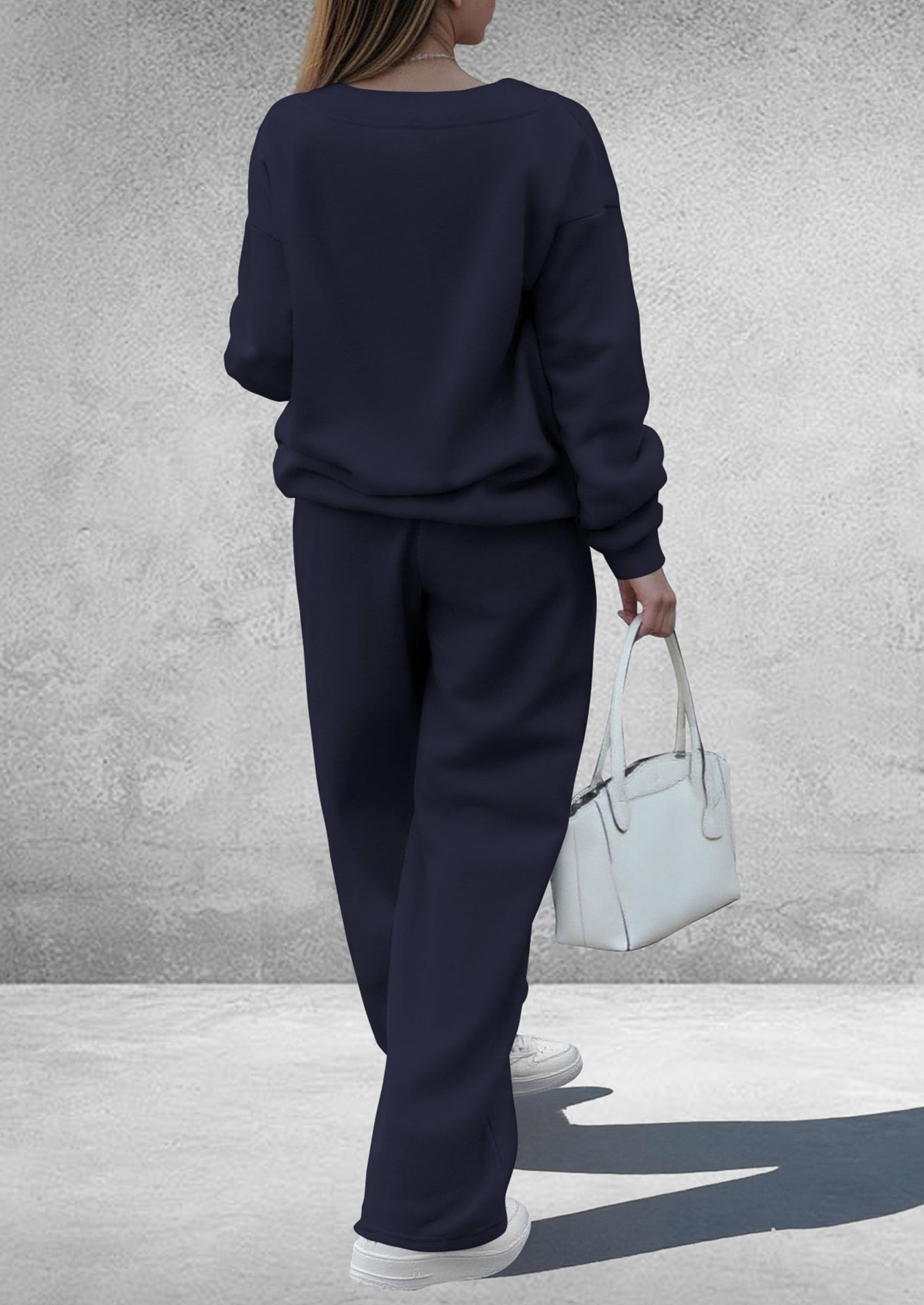 Womens 2 Piece Outfits Fall Sweatsuits,Navy Blue,S