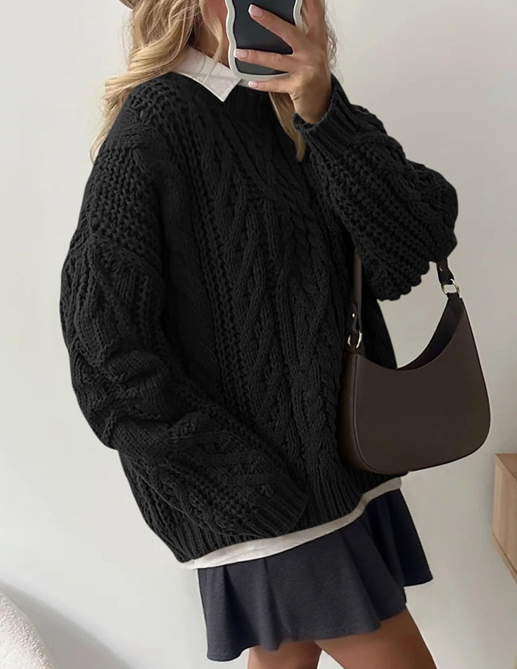 Womens Oversized Fall Sweaters Chunky Cable Knit Pullover Tops