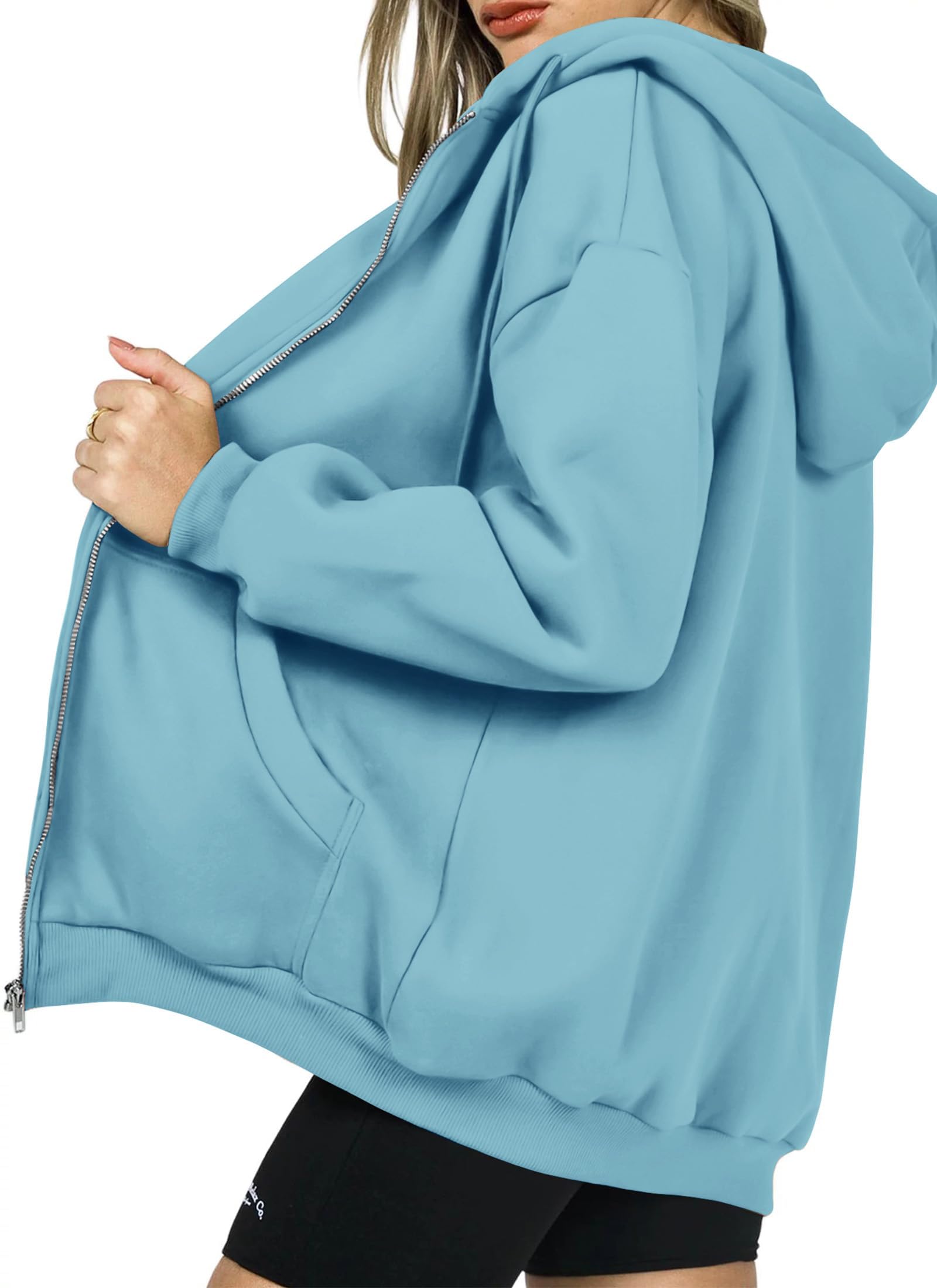 Women's Fall Zip Up Hoodies Sweatshirts Lake Blue