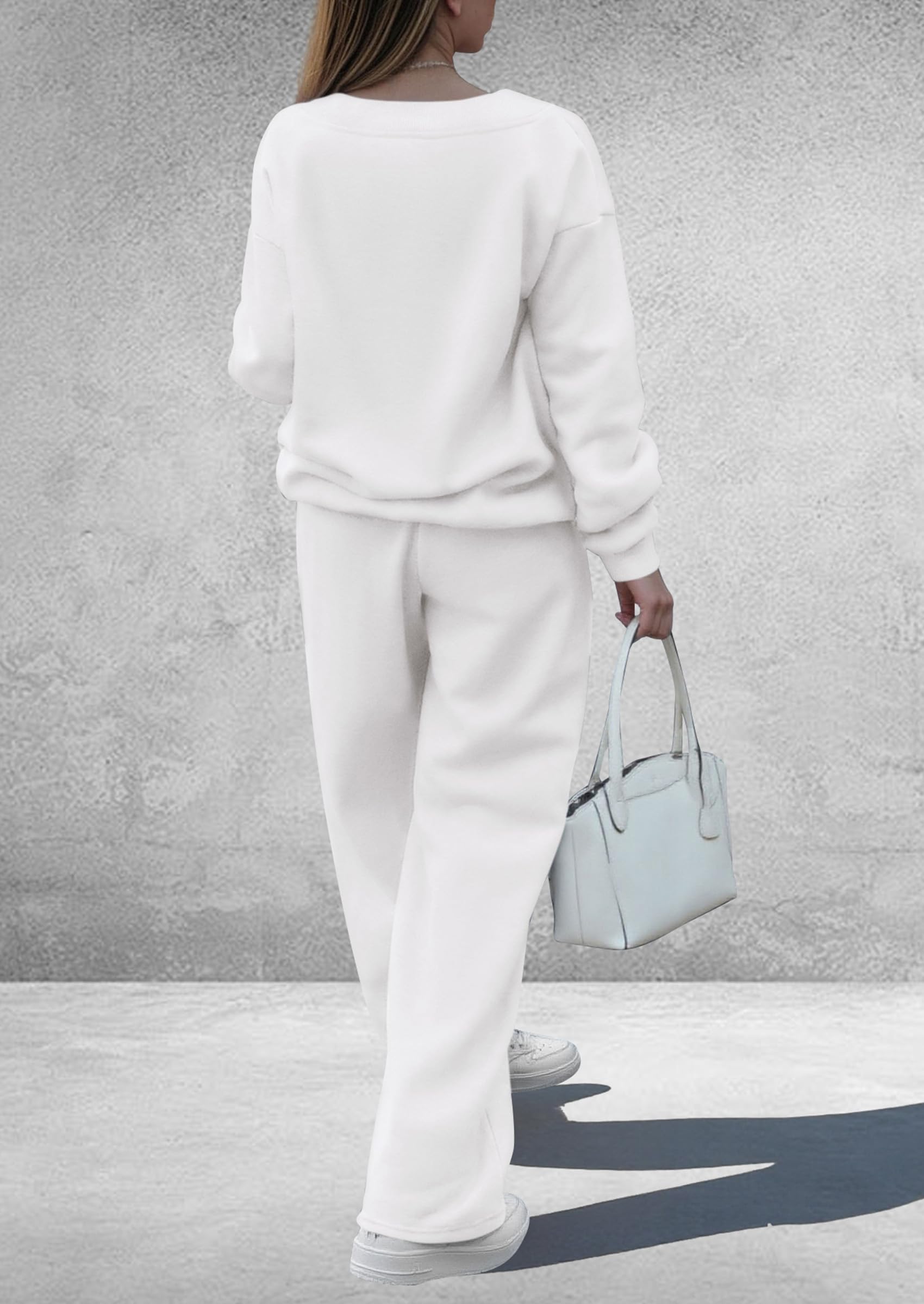 Womens 2 Piece Outfits Fall Sweatsuits,White,M