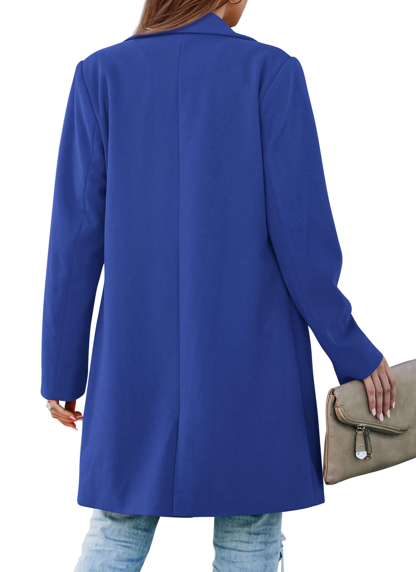 Women's Business Casual Long Blazer Jackets(Royal Blue,S)
