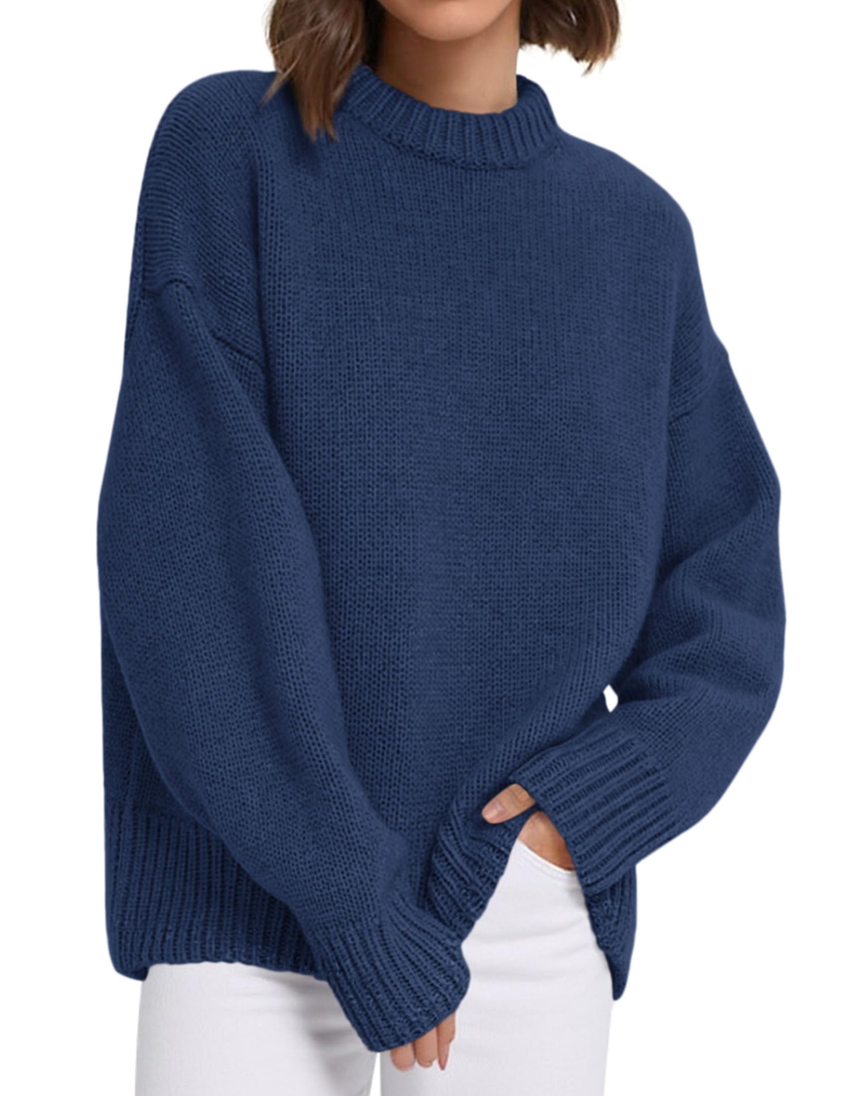Casual Rollneck Sweater Womens Fall Fashion 2026 Dark Blue,S