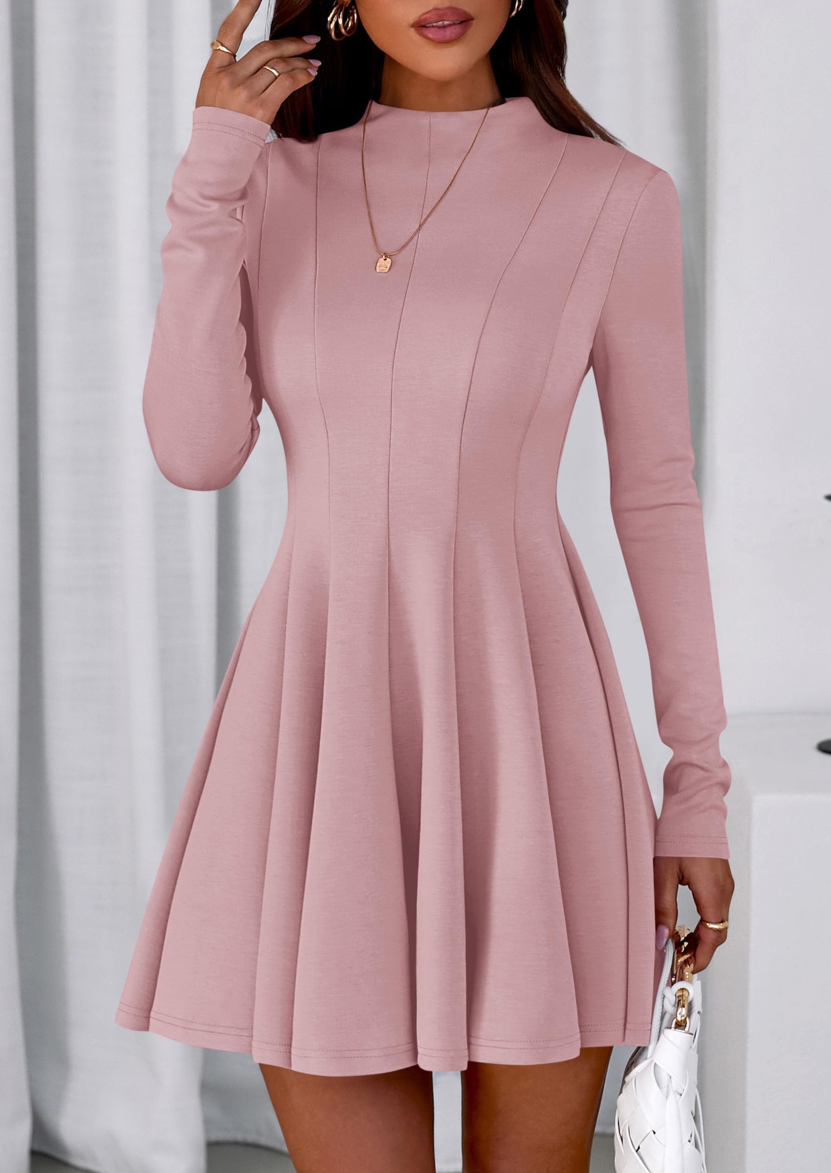 Fall Dresses for Women Long Sleeve Flowy Mini Homecoming Dress
