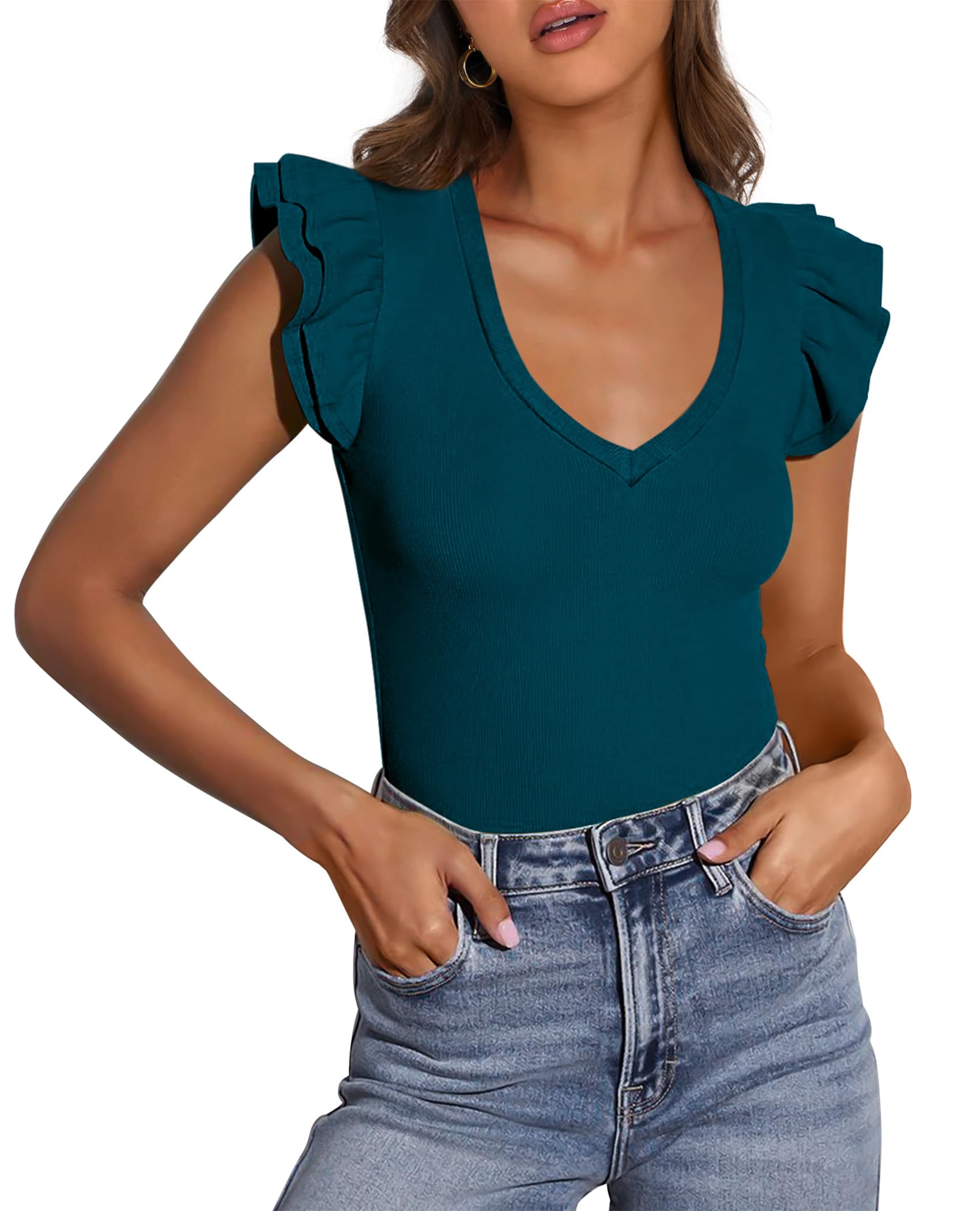 Womens Sleeveless Slim Fit T Shirts,Dark Blue,S