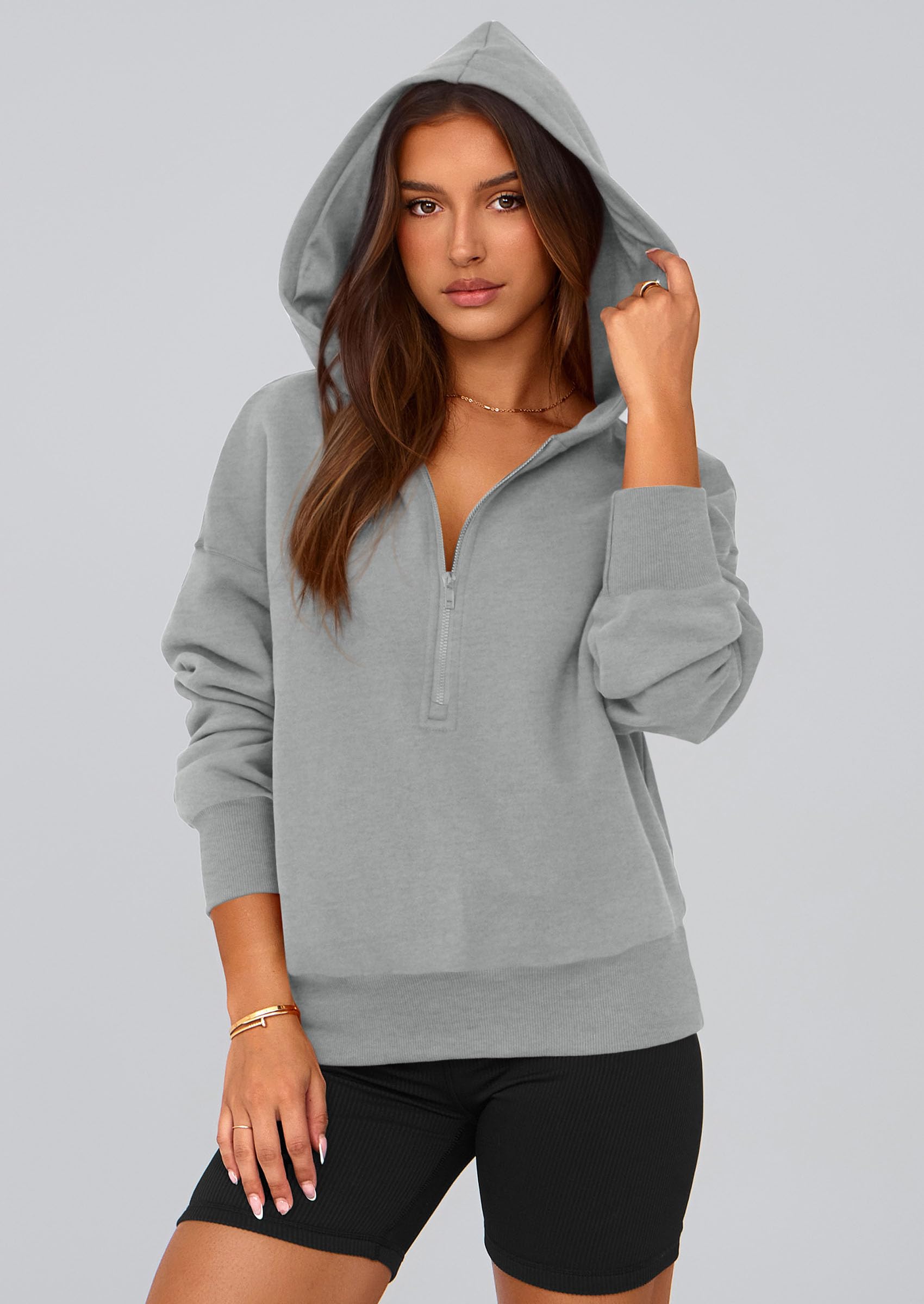 Women's Fall Half Zip Cropped Hoodie Sweatshirt