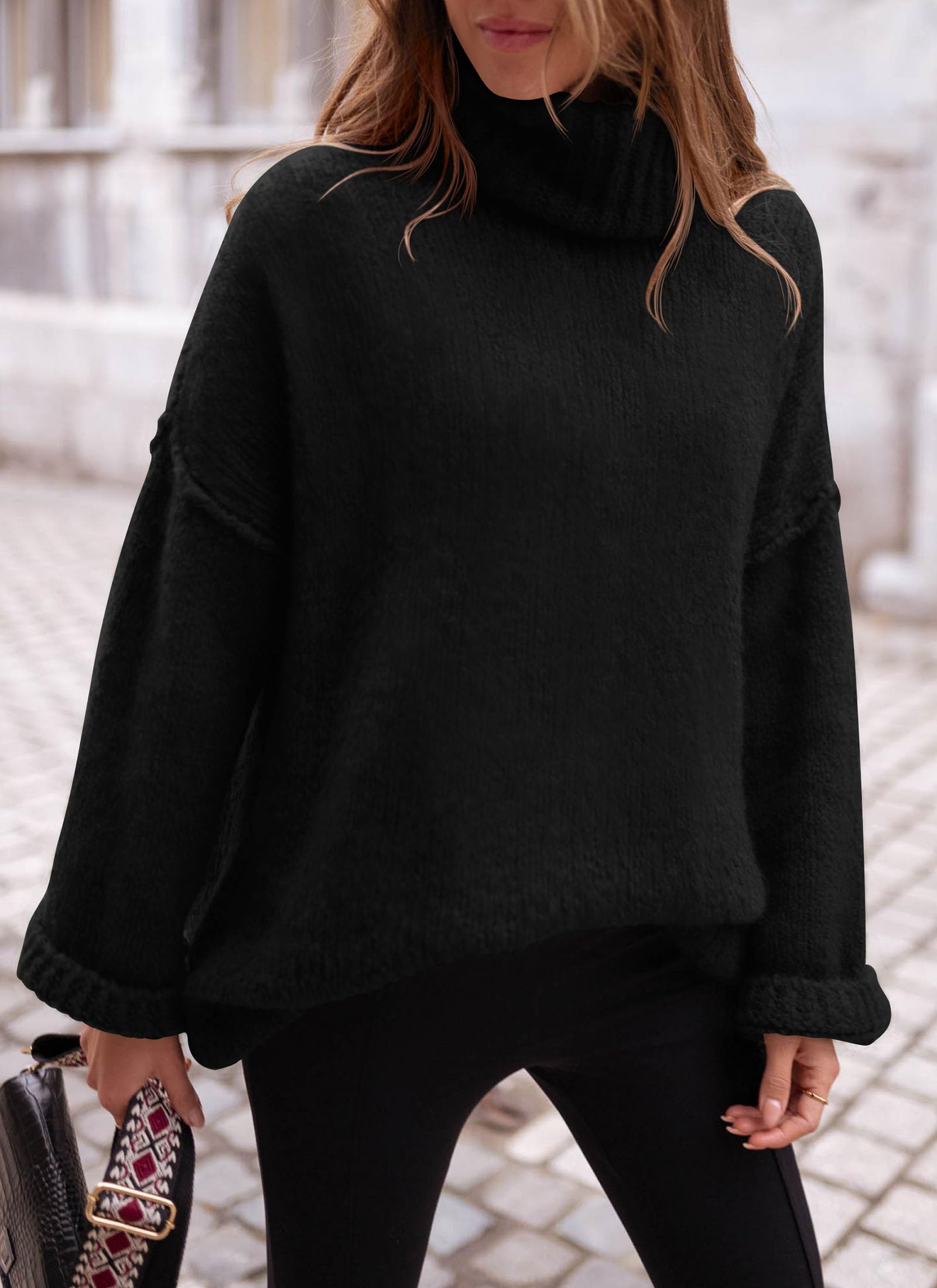 Women's Cozy Chunky Knit Oversized Fall Turtleneck Sweaters