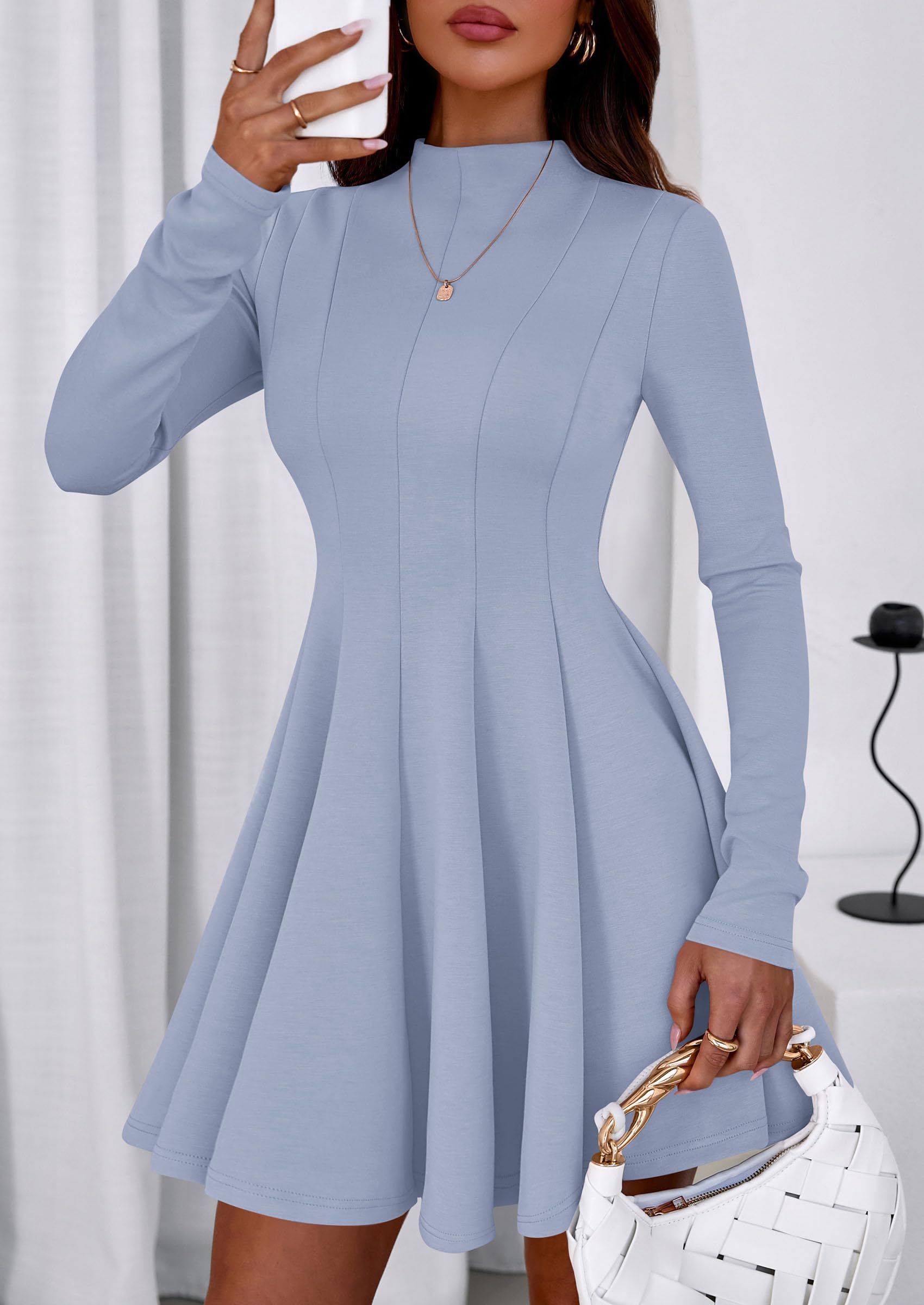 Fall Dresses for Women Long Sleeve Flowy Mini Homecoming Dress