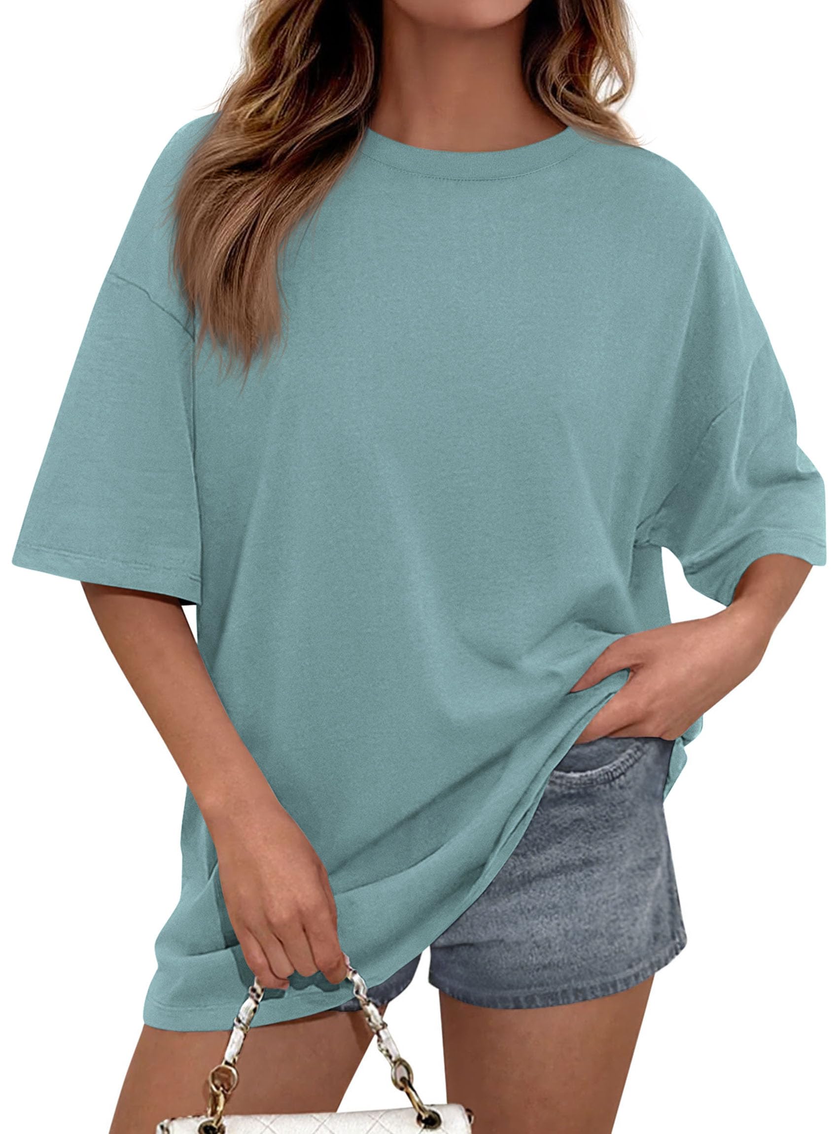 Women's Oversized Tshirts Going Out Tops (Sage Green,S)