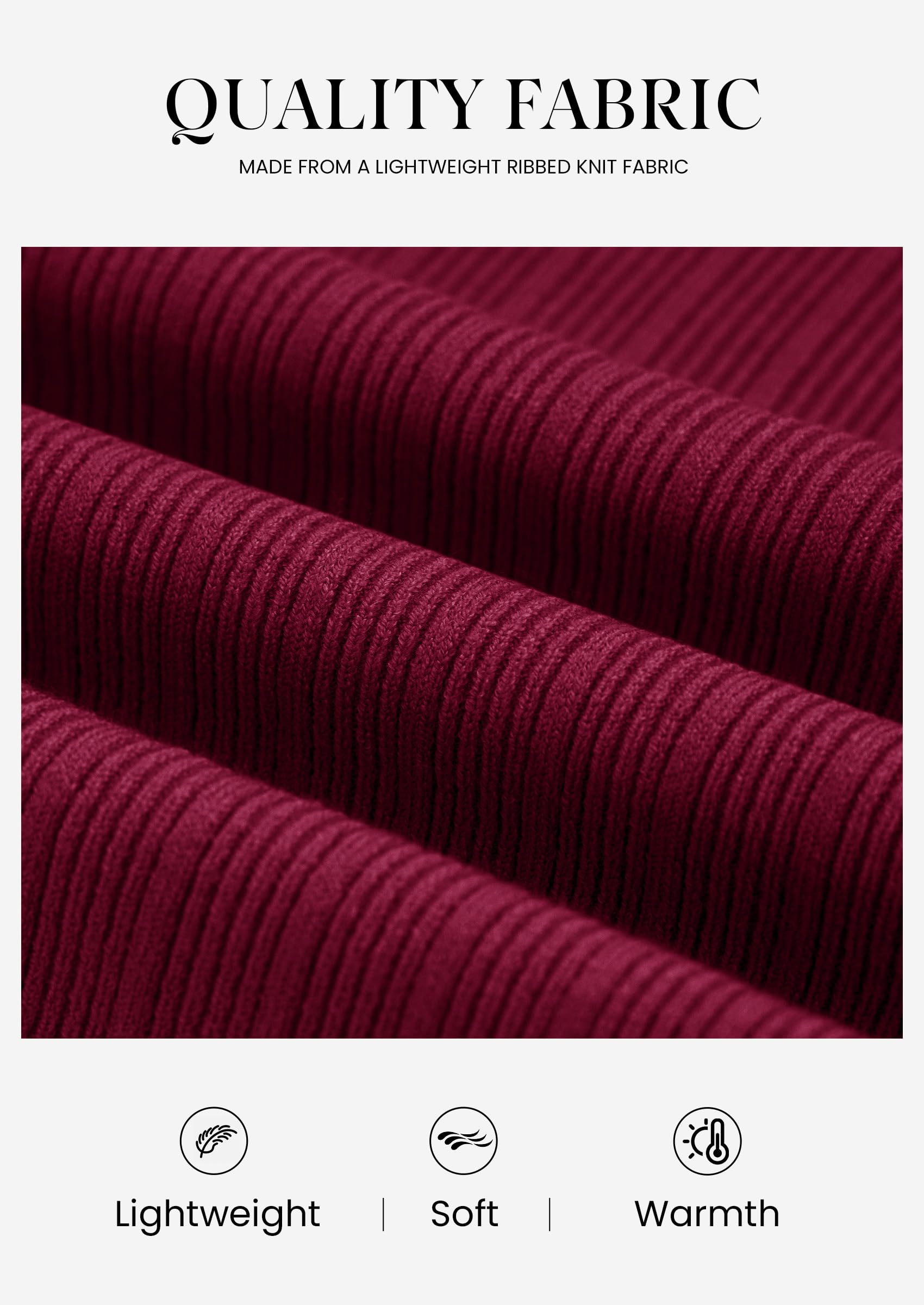 Womens Bell Long Sleeve Tops Mock Neck Sweaters,Burgundy,L