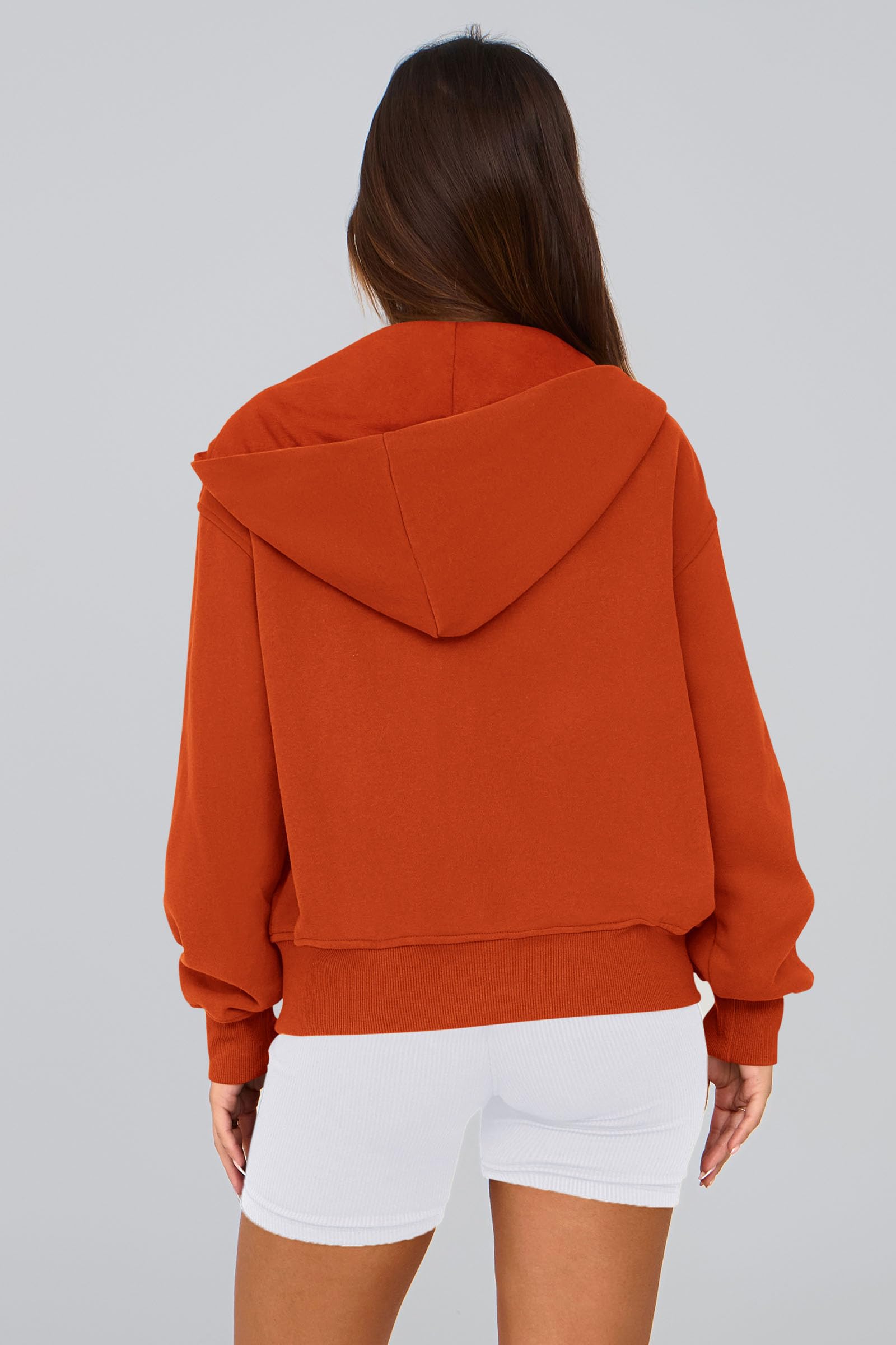 Hoodies for Women Fall Fashion Zip Up Fleece Plain Sweatshirt