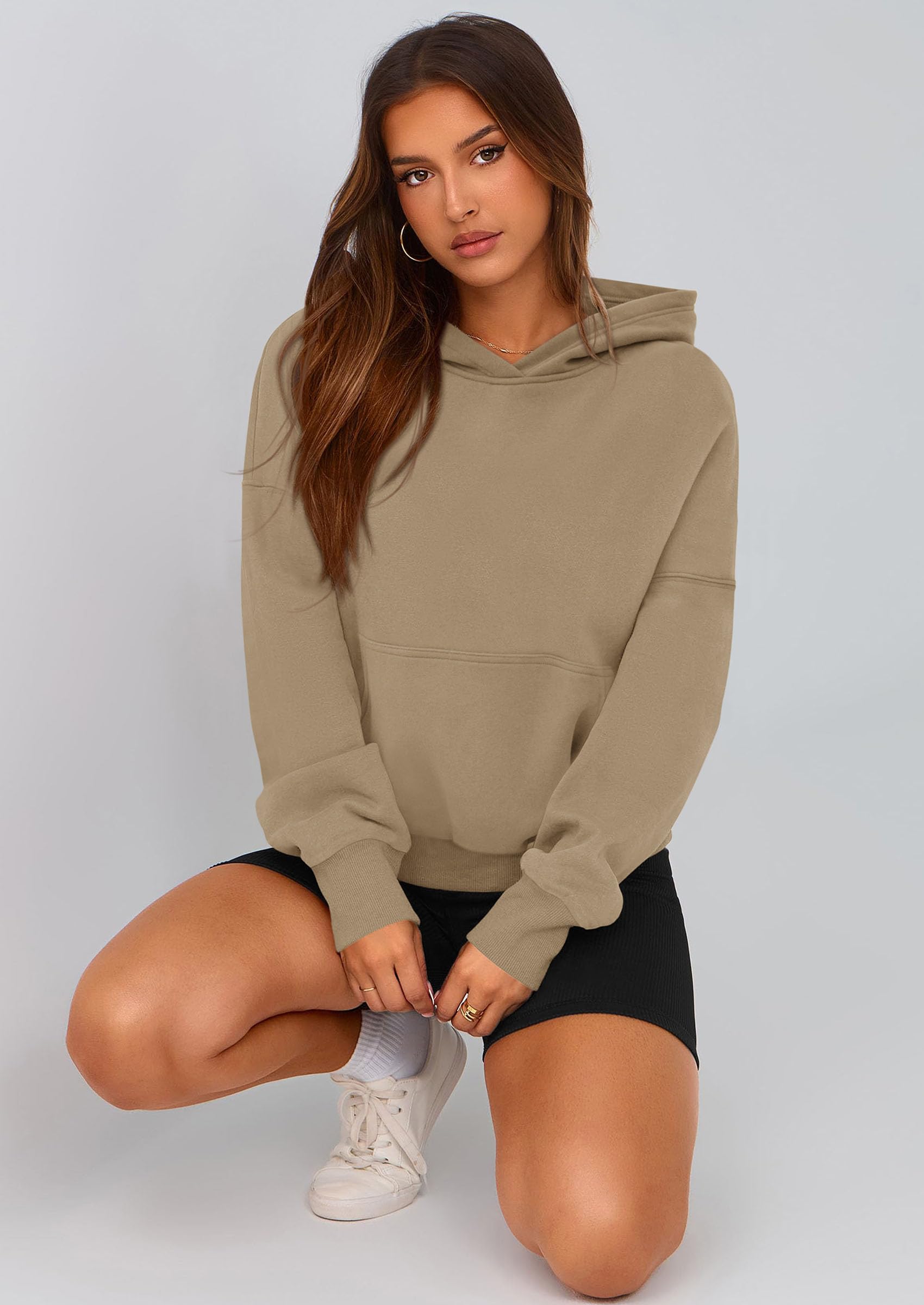 Women's Fall Half Zip Cropped Hoodie Sweatshirt