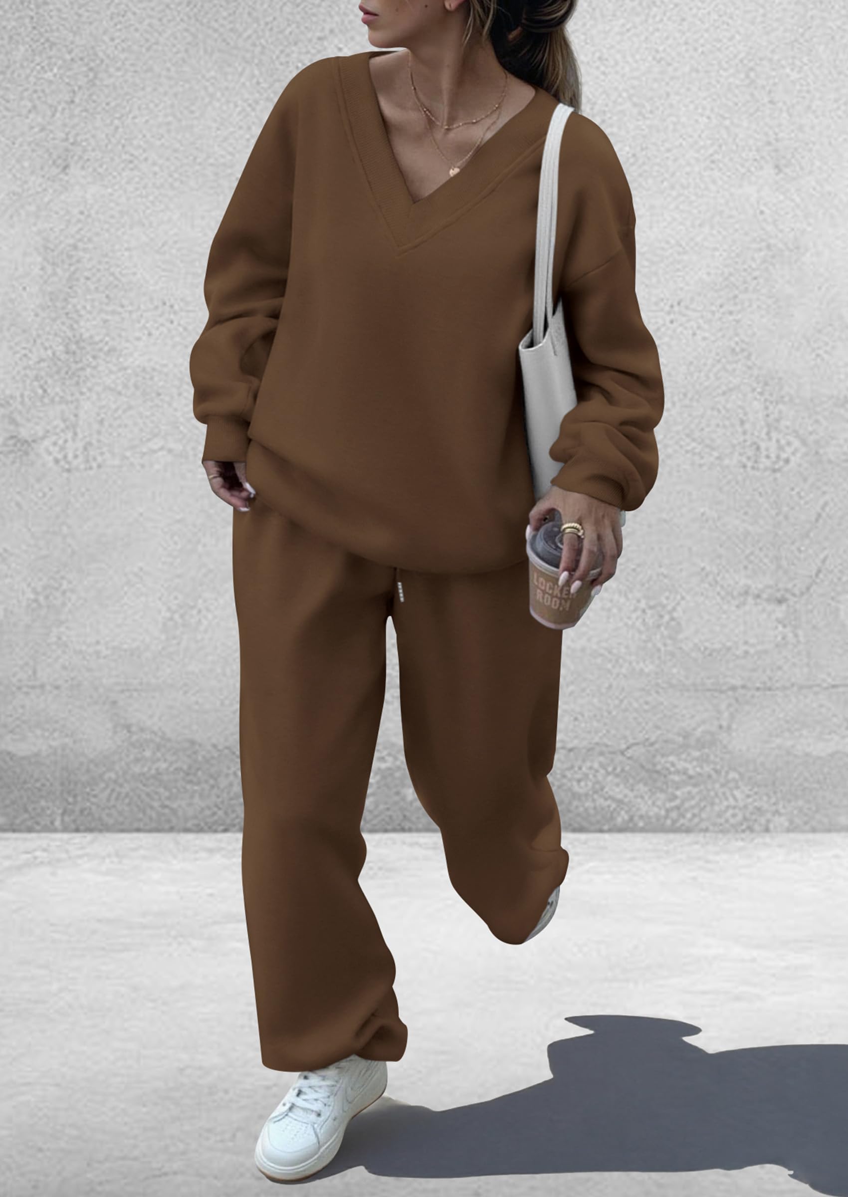 Womens 2 Piece Outfits Fall Sweatsuits,Brown,S