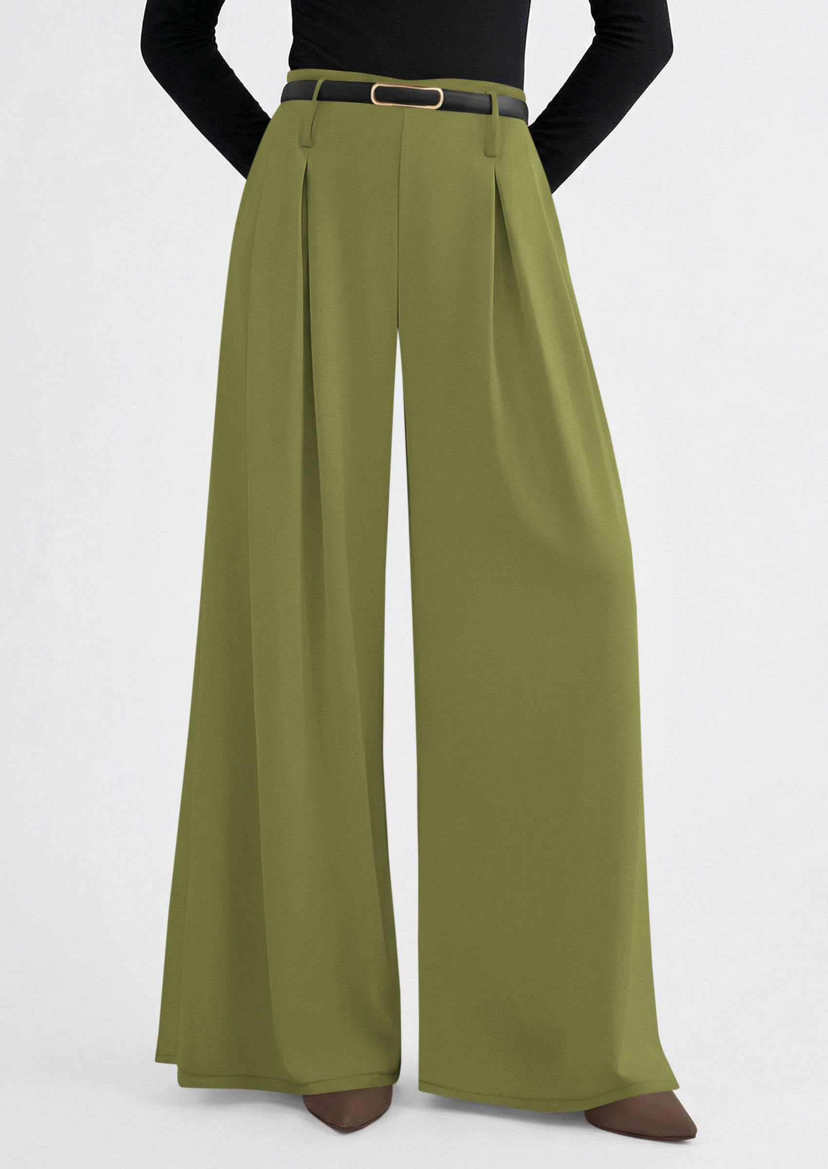 Womens Wide Leg Dress Pants Flowy Trousers,Sage Green,S