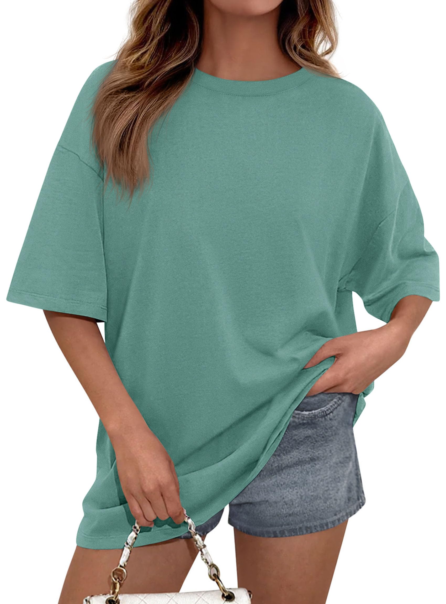 Women's Oversized Tshirts Going Out Tops (Light Green,S)