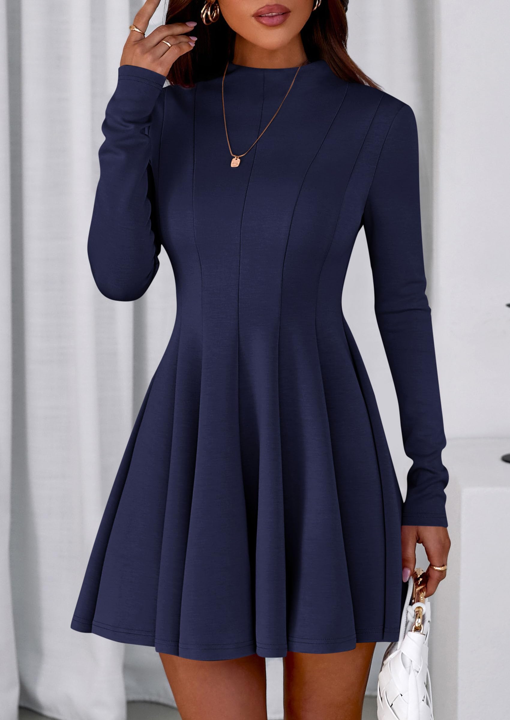 Fall Dresses for Women Long Sleeve Flowy Mini Homecoming Dress