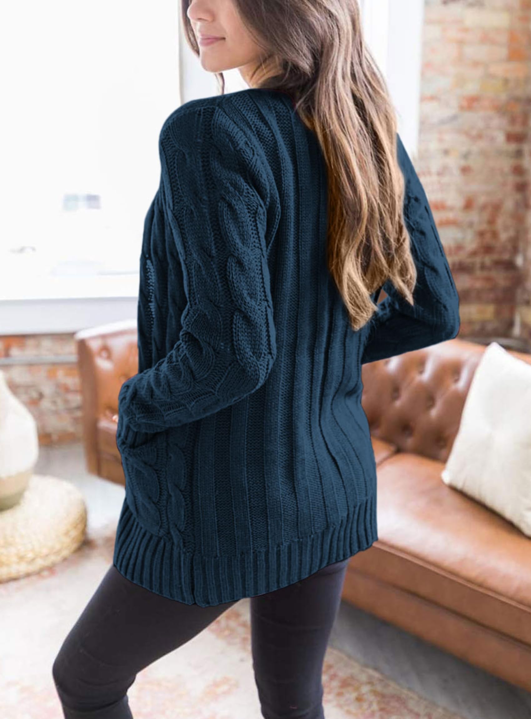 Women Chunky Cable Knit Cardigan Sweaters Fall Fashion Clothes