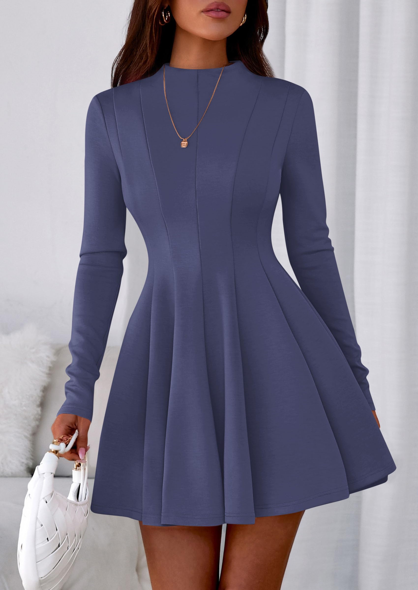 Fall Dresses for Women Long Sleeve Flowy Mini Homecoming Dress
