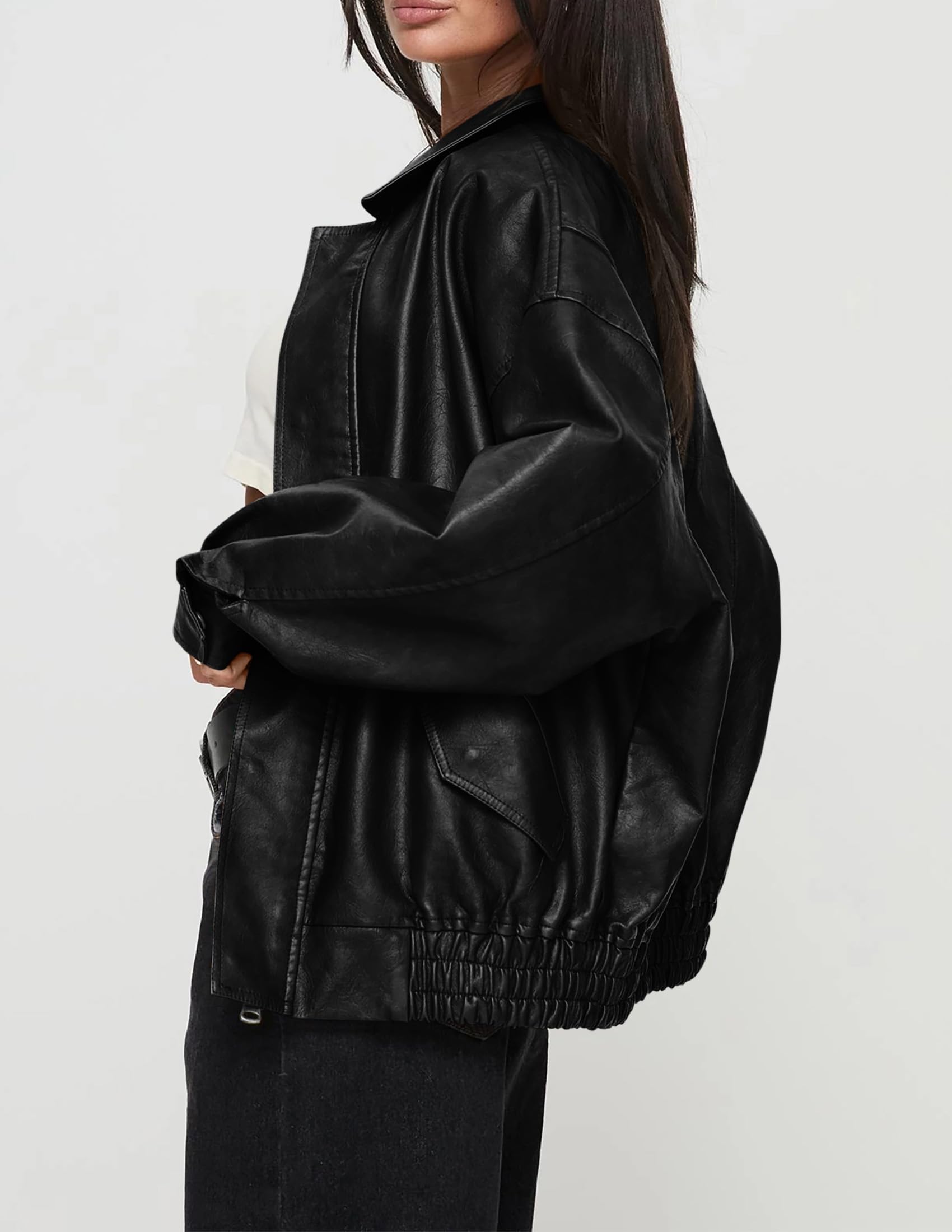 Women's Faux Leather Motorcycle Jackets(Black,X-Small)