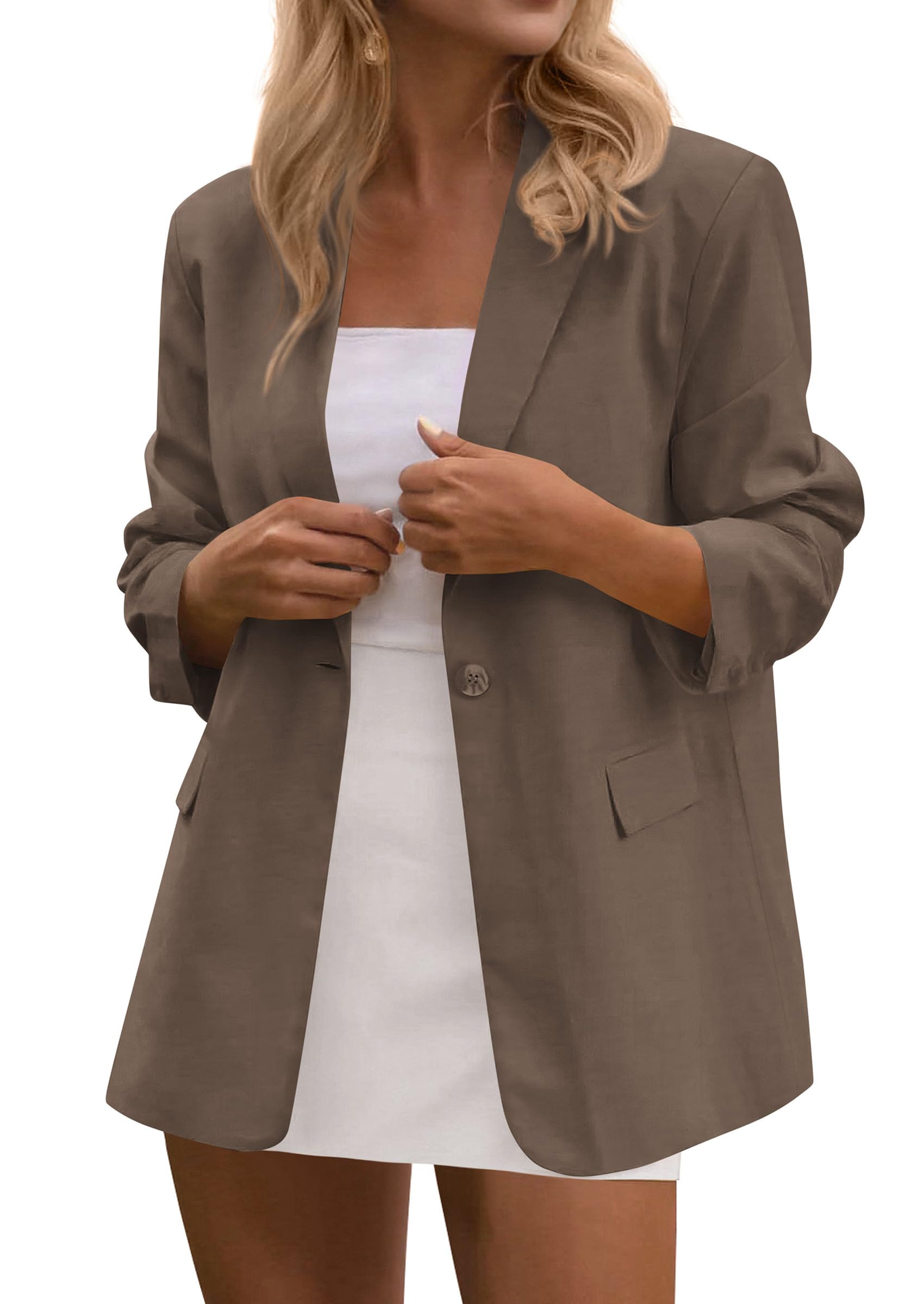 Blazers for Women Business Casual Outfits Dark Khaki,S