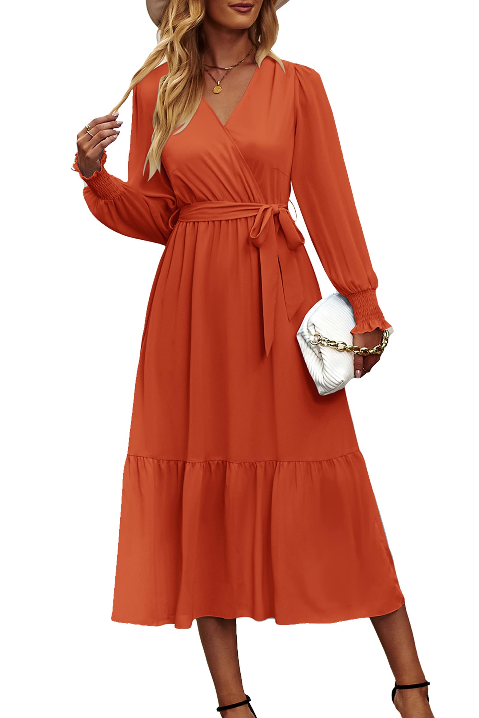 Womens Long Sleeve Boho Maxi Fall Floral Wedding Guest Dresses