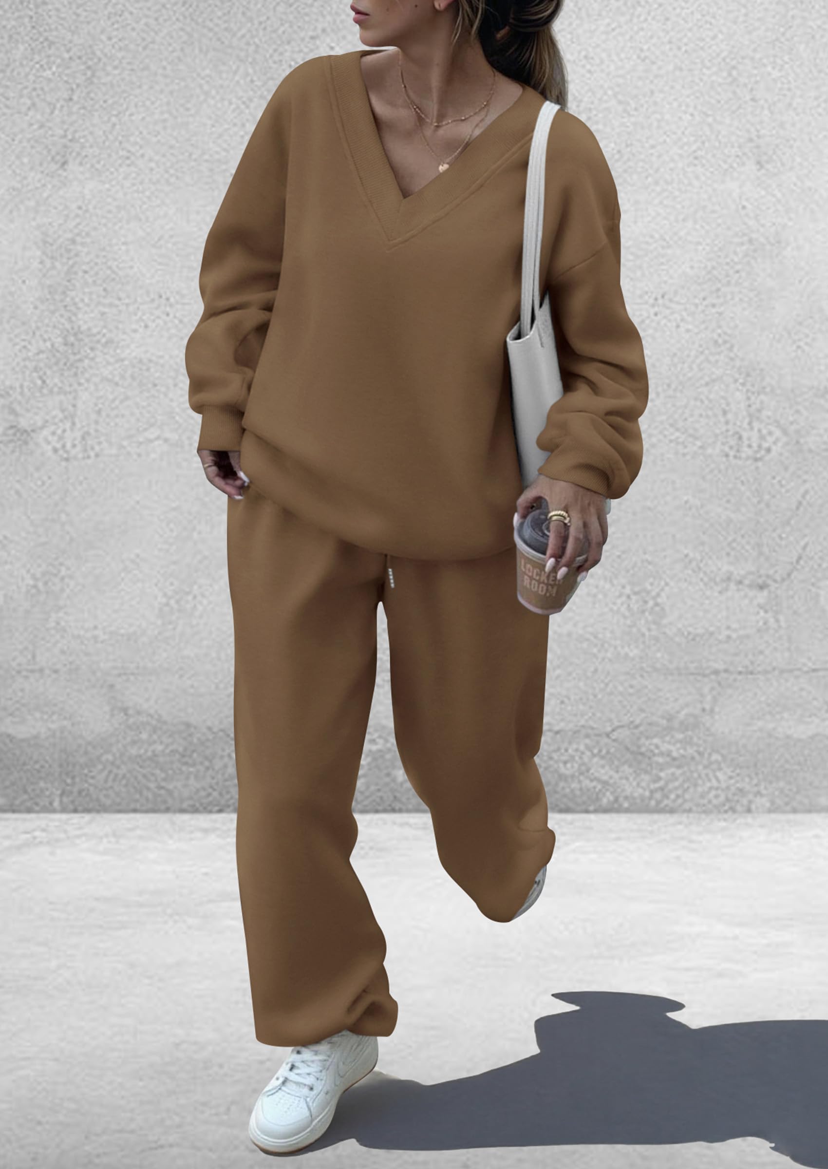 Womens 2 Piece Outfits Fall Sweatsuits,Khaki,S