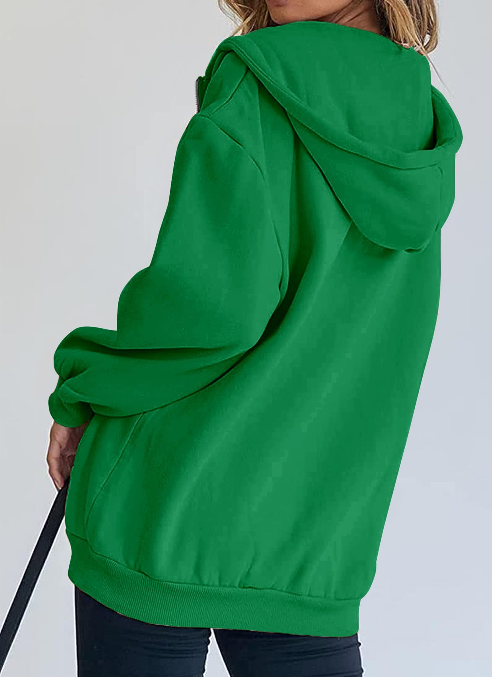 Women's Fall Zip Up Hoodies Sweatshirts Green
